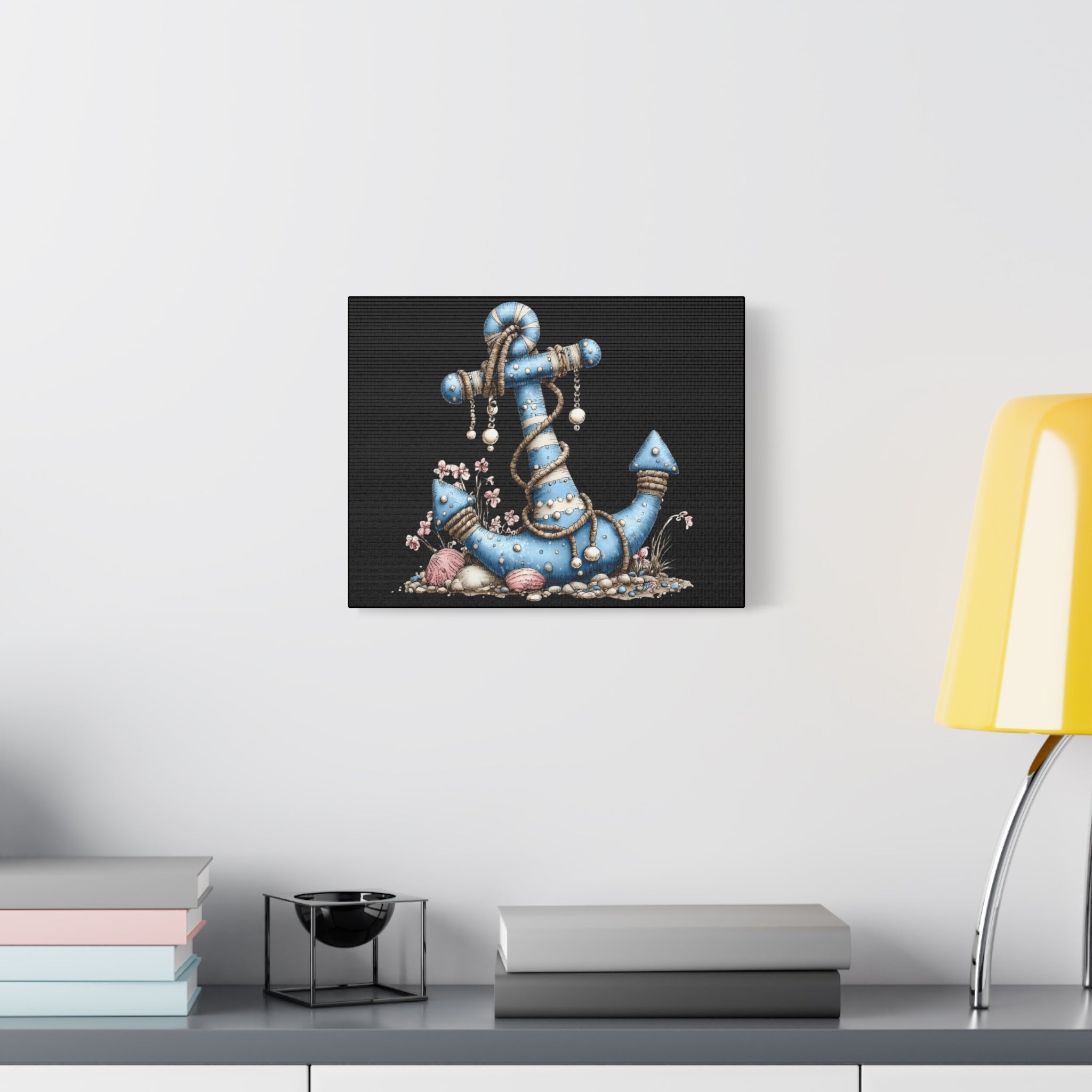 Nautical Blue Anchor Canvas Art — Coastal Wall Decor