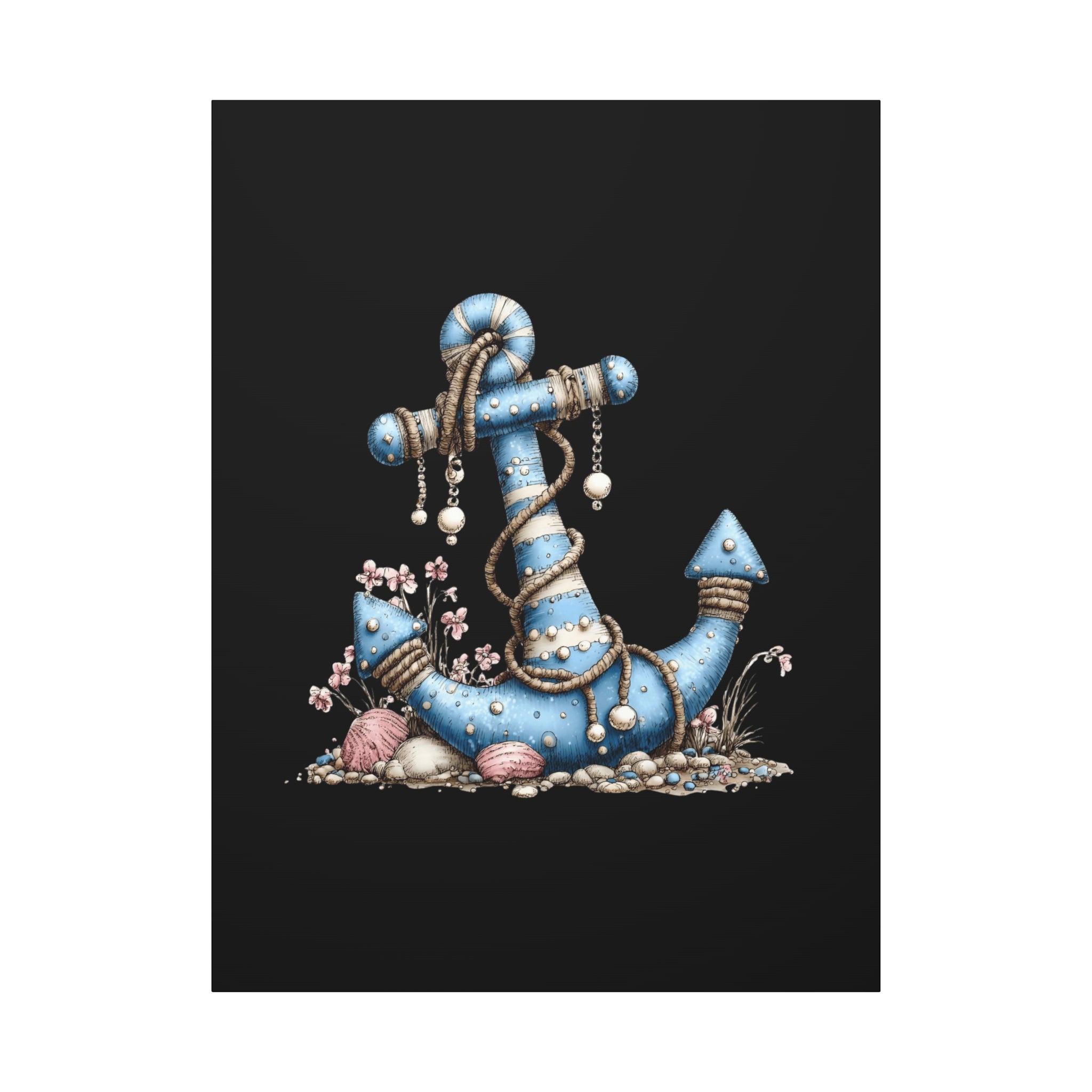 Nautical Blue Anchor Canvas Art — Coastal Wall Decor
