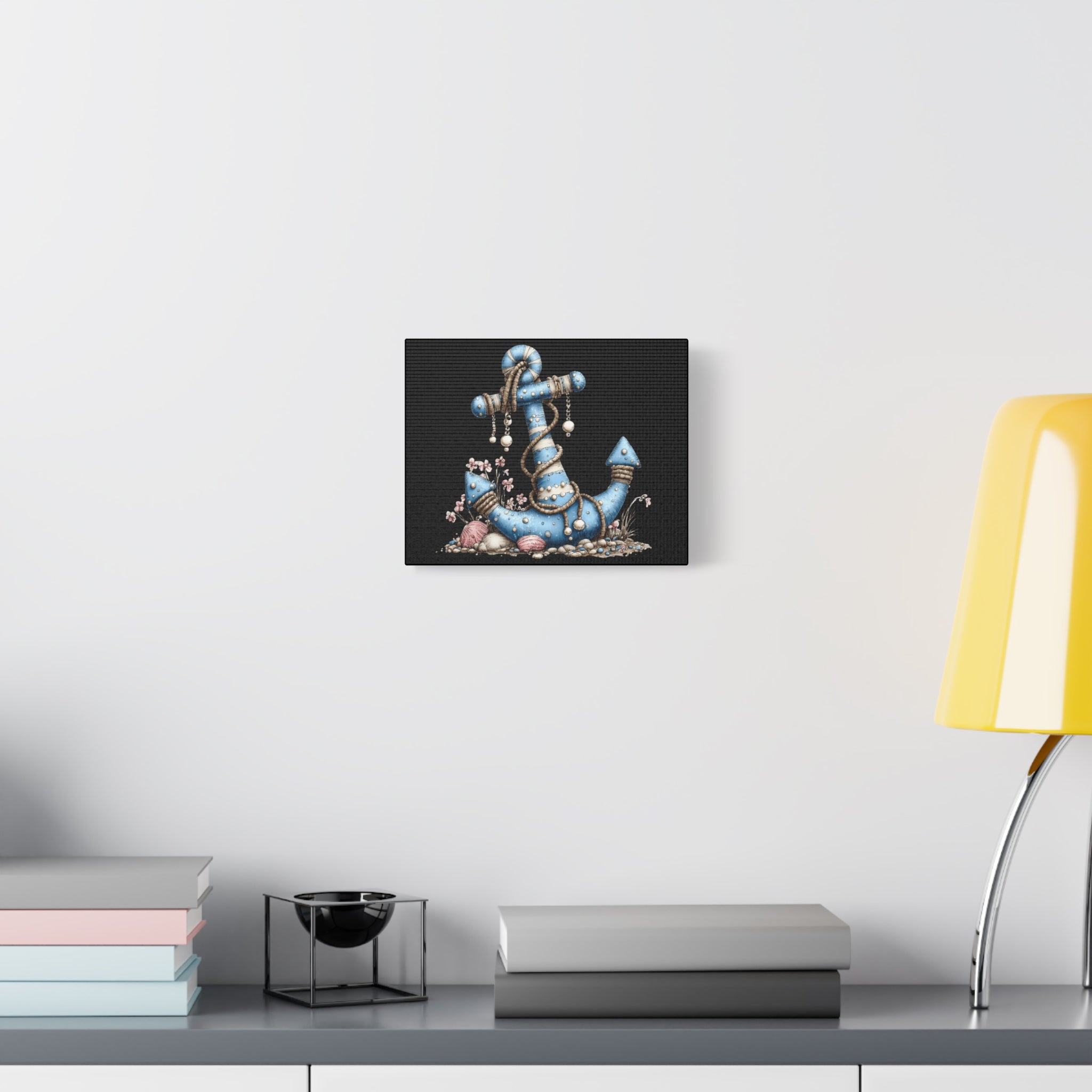 Nautical Blue Anchor Canvas Art — Coastal Wall Decor