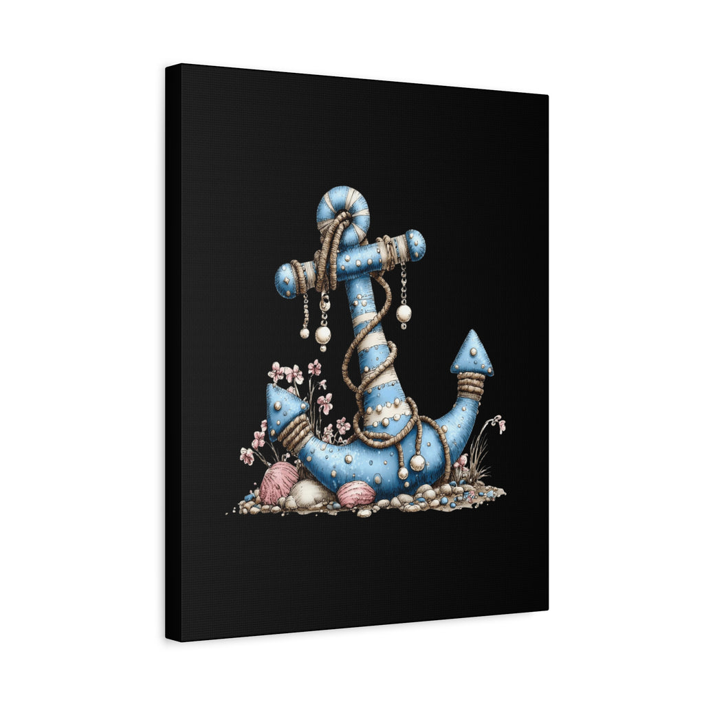 Nautical Blue Anchor Canvas Art — Coastal Wall Decor