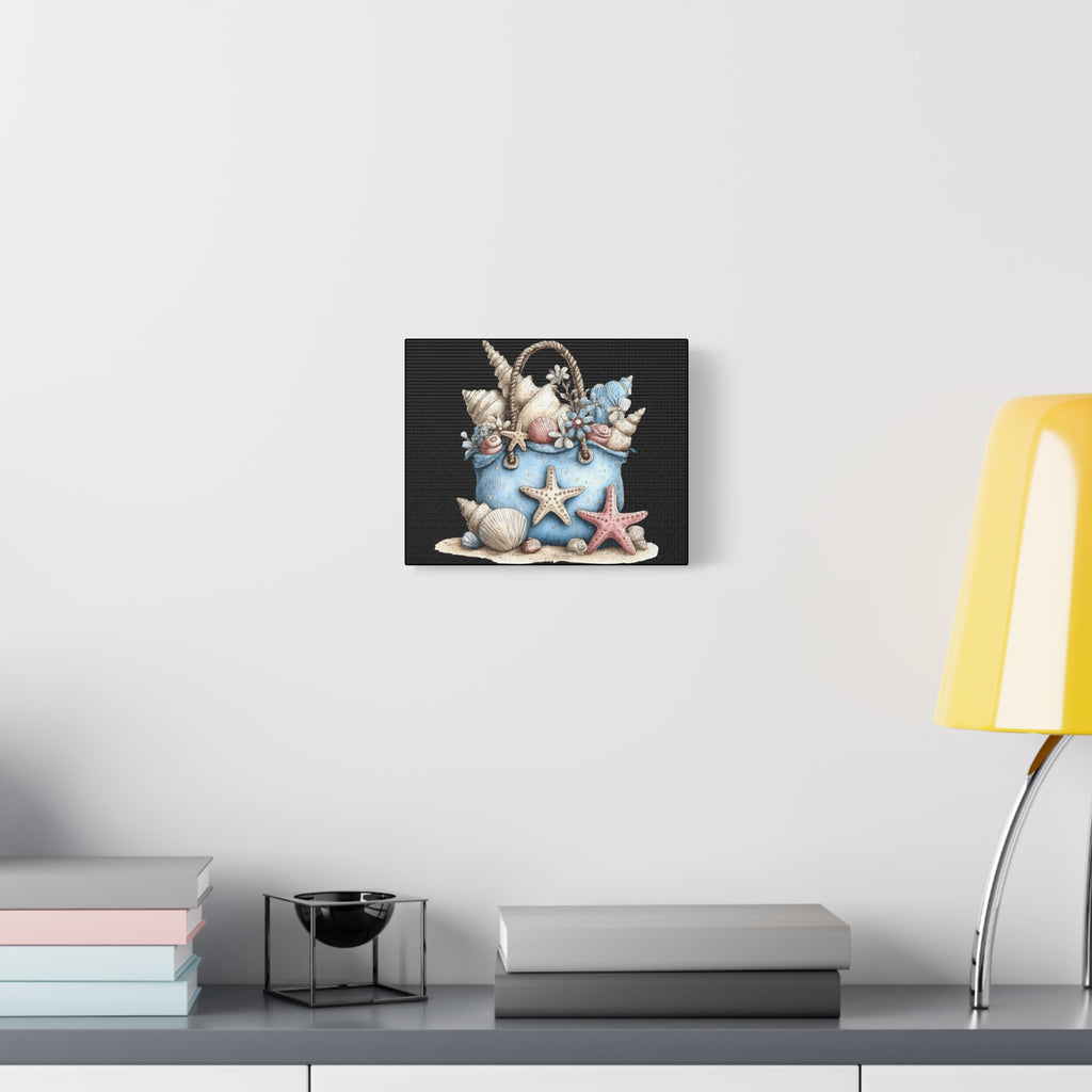 Coastal Seashell Tote Canvas Art — Beach Shells Wall Decor