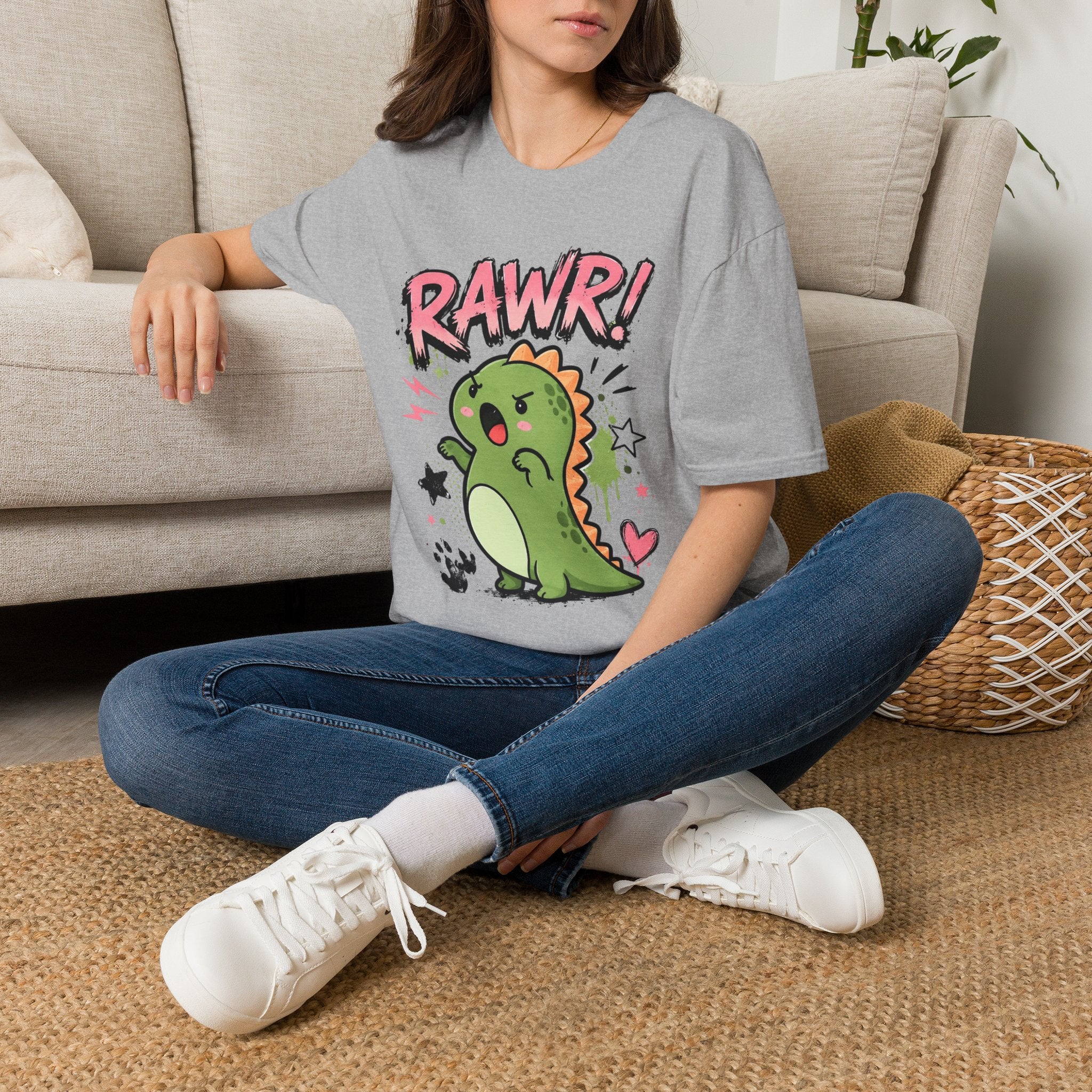 Rawr! Cute Dino T-Shirt — Playful Cartoon Dinosaur Graphic Tee