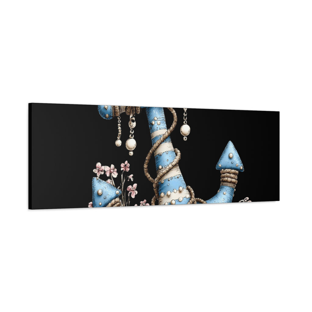 Nautical Blue Anchor Canvas Art — Coastal Wall Decor