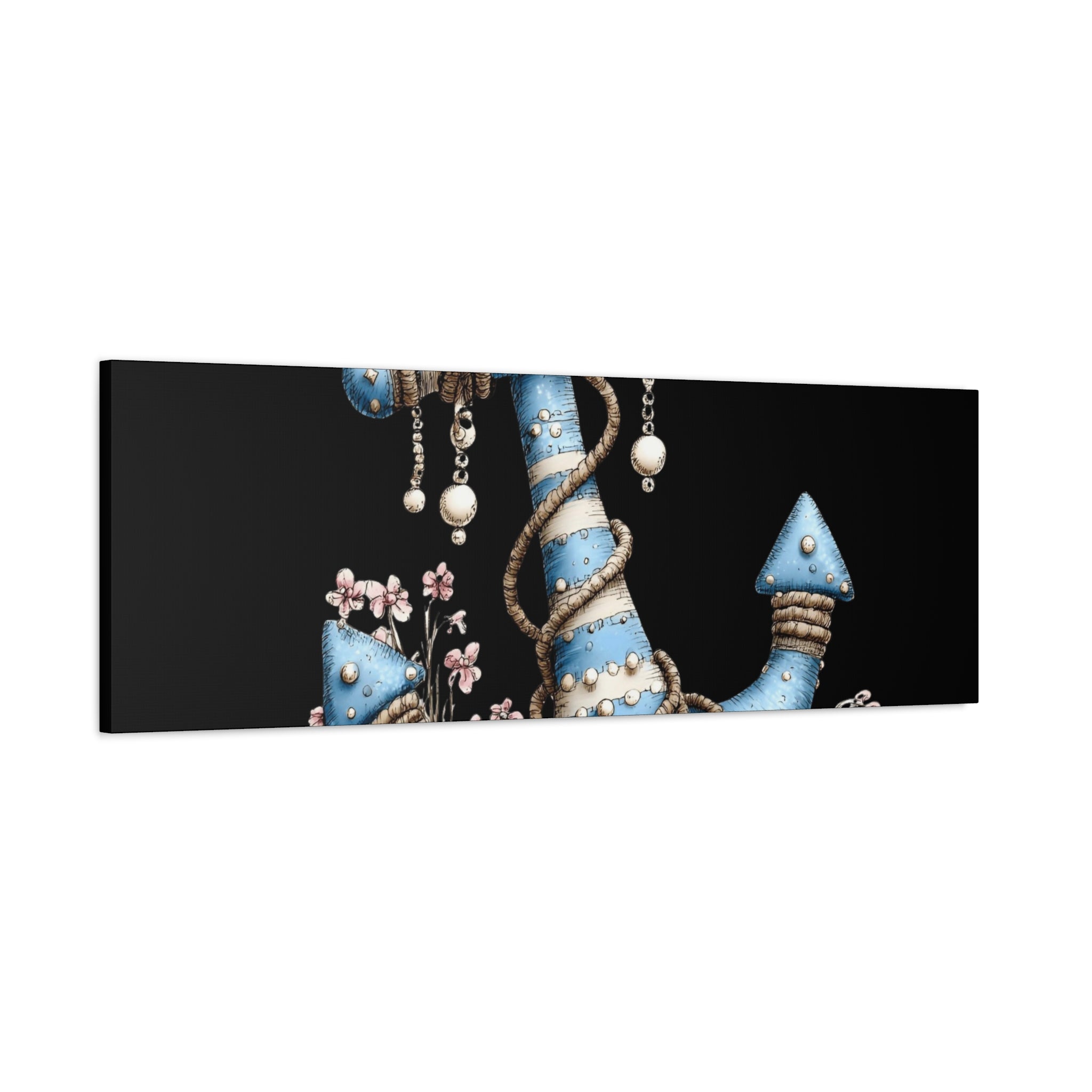 Nautical Blue Anchor Canvas Art — Coastal Wall Decor