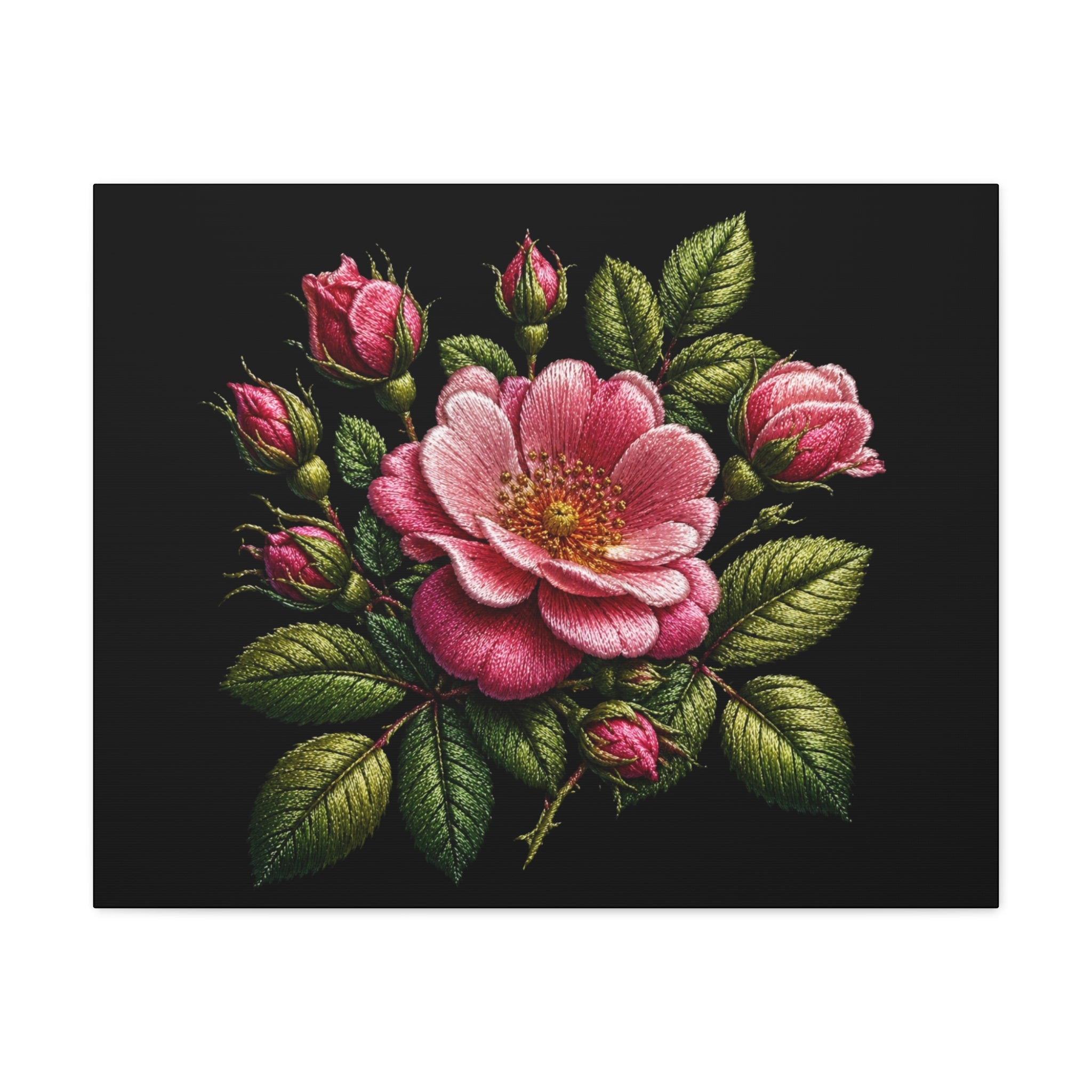 Pink Rose Bouquet Canvas Wall Art – Vintage Floral Matte Stretched Print