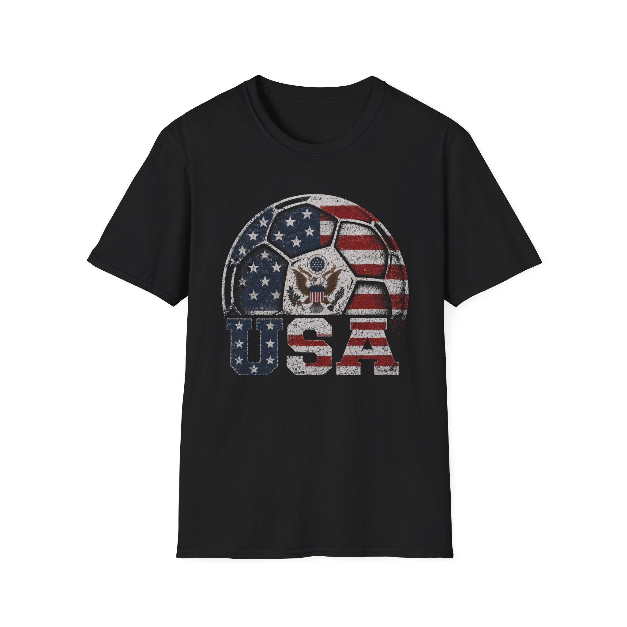 USA Soccer Ball T‑Shirt — American Flag Eagle Football Tee