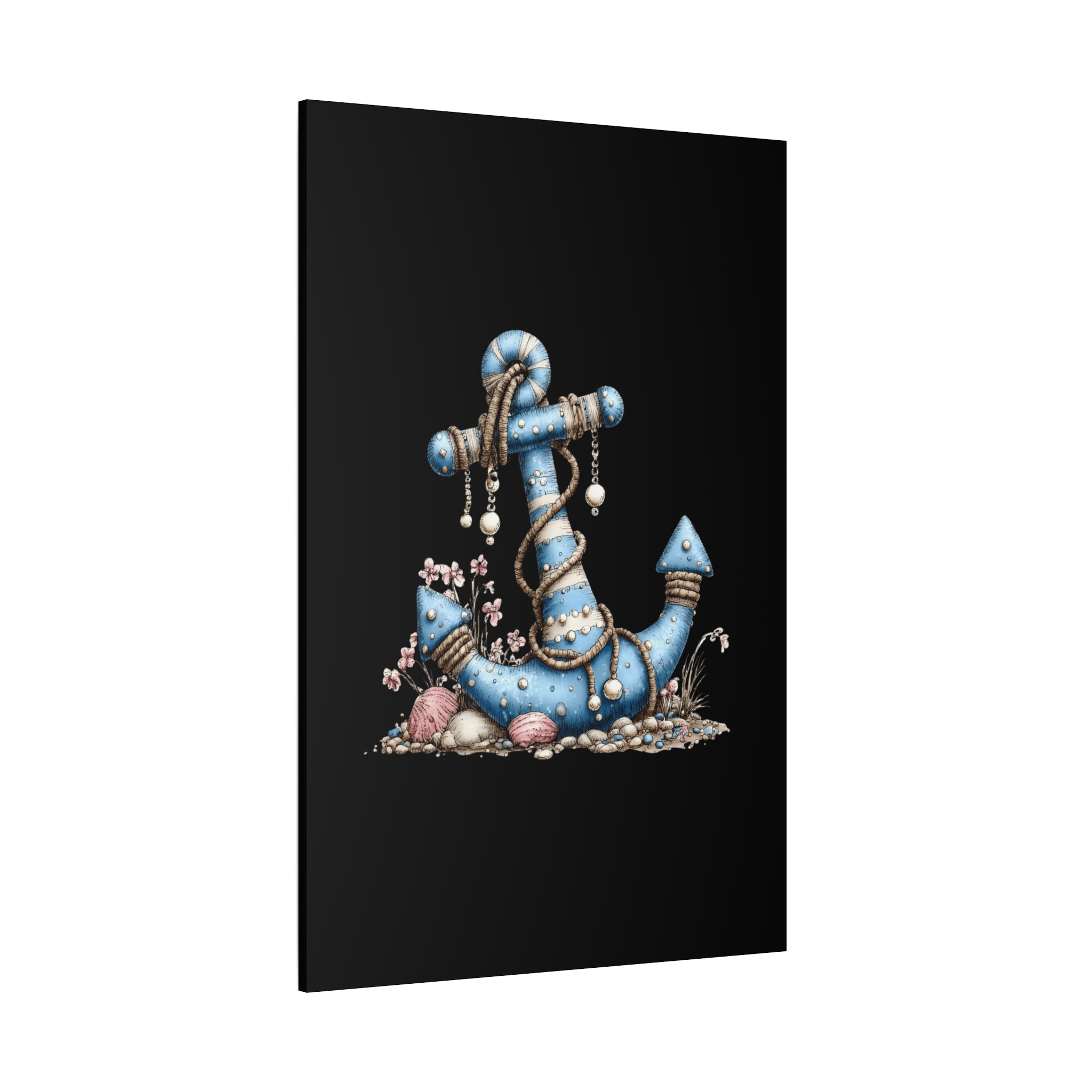 Nautical Blue Anchor Canvas Art — Coastal Wall Decor