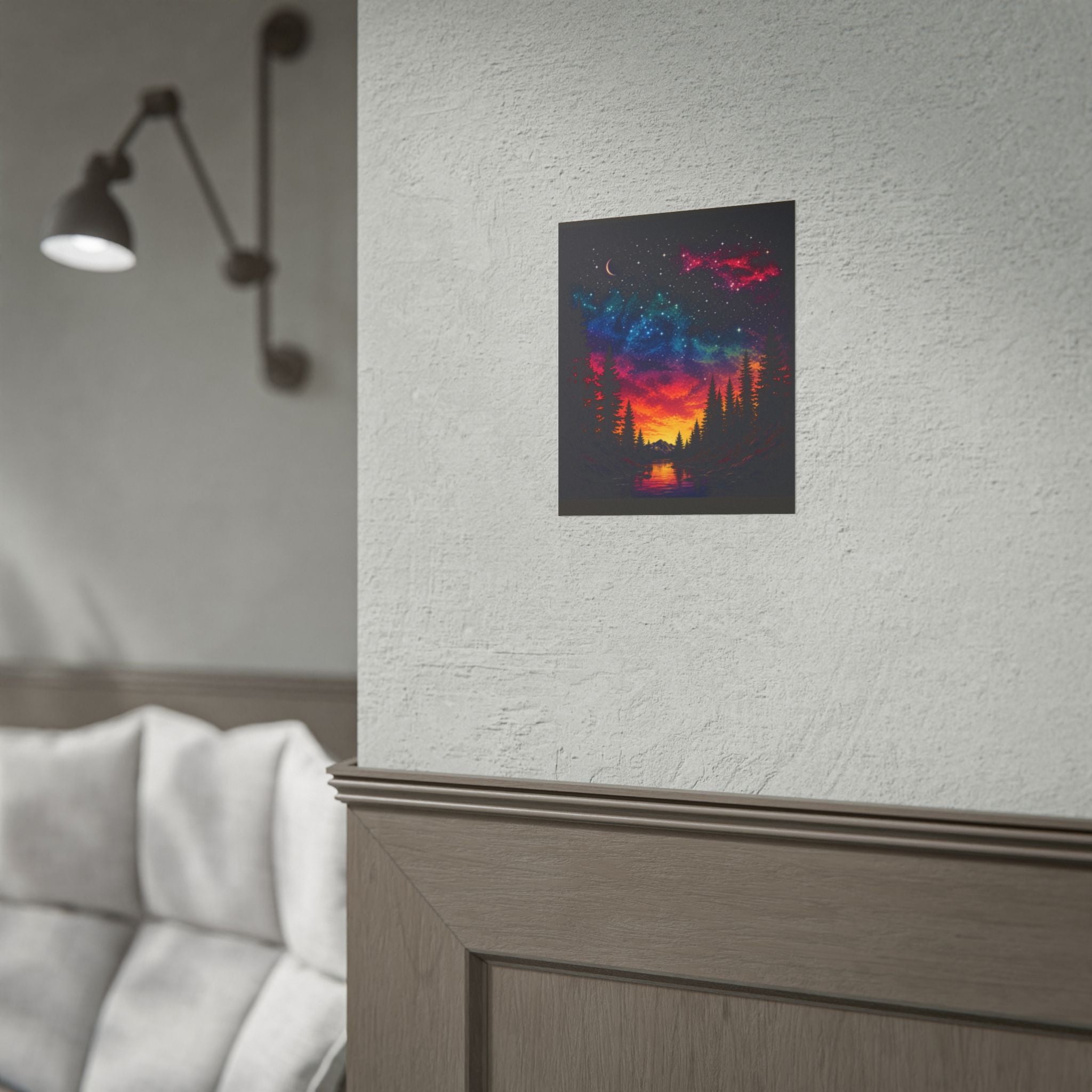 Galaxy Sunset Poster — Colorful Night Sky Landscape Wall Art