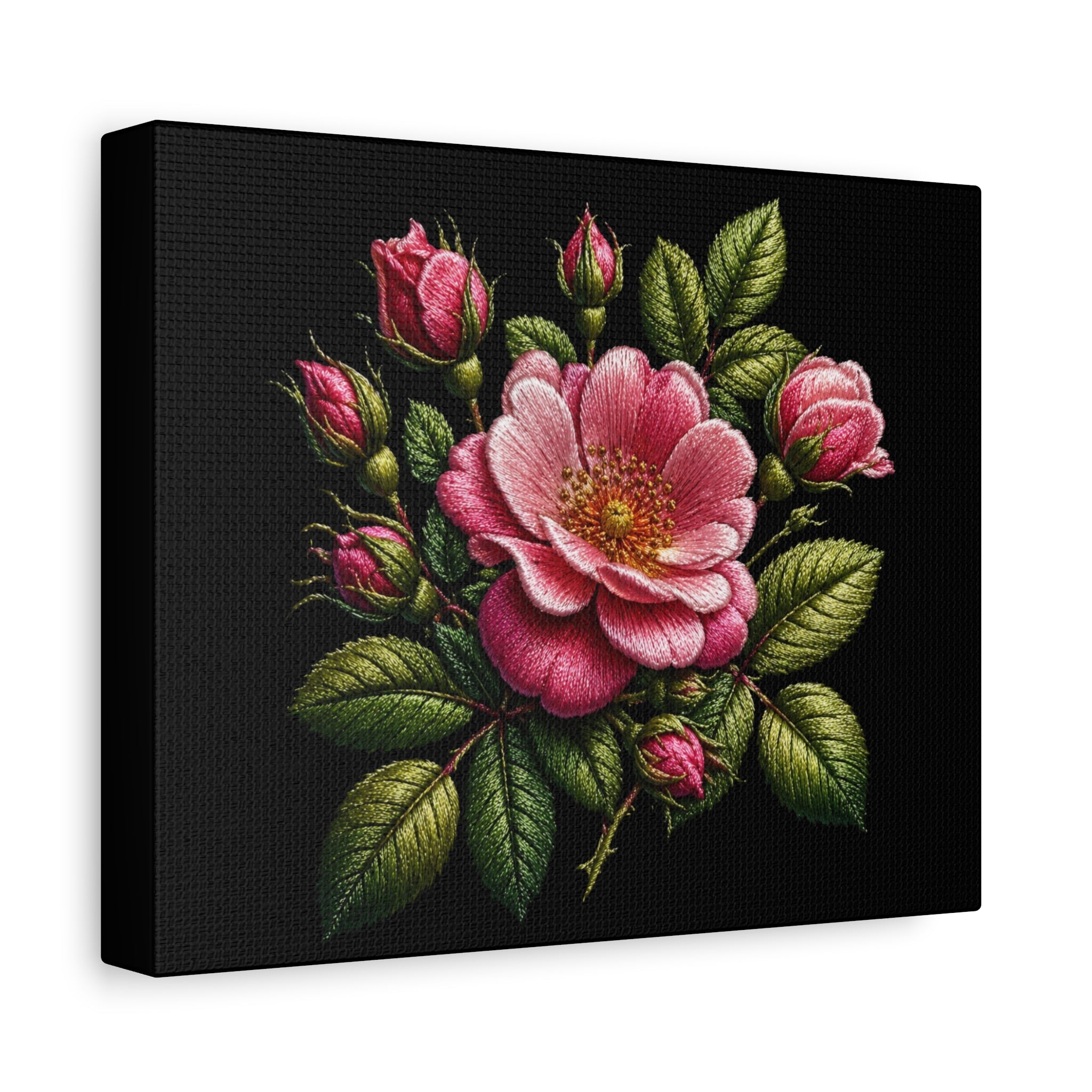 Pink Rose Bouquet Canvas Wall Art – Vintage Floral Matte Stretched Print