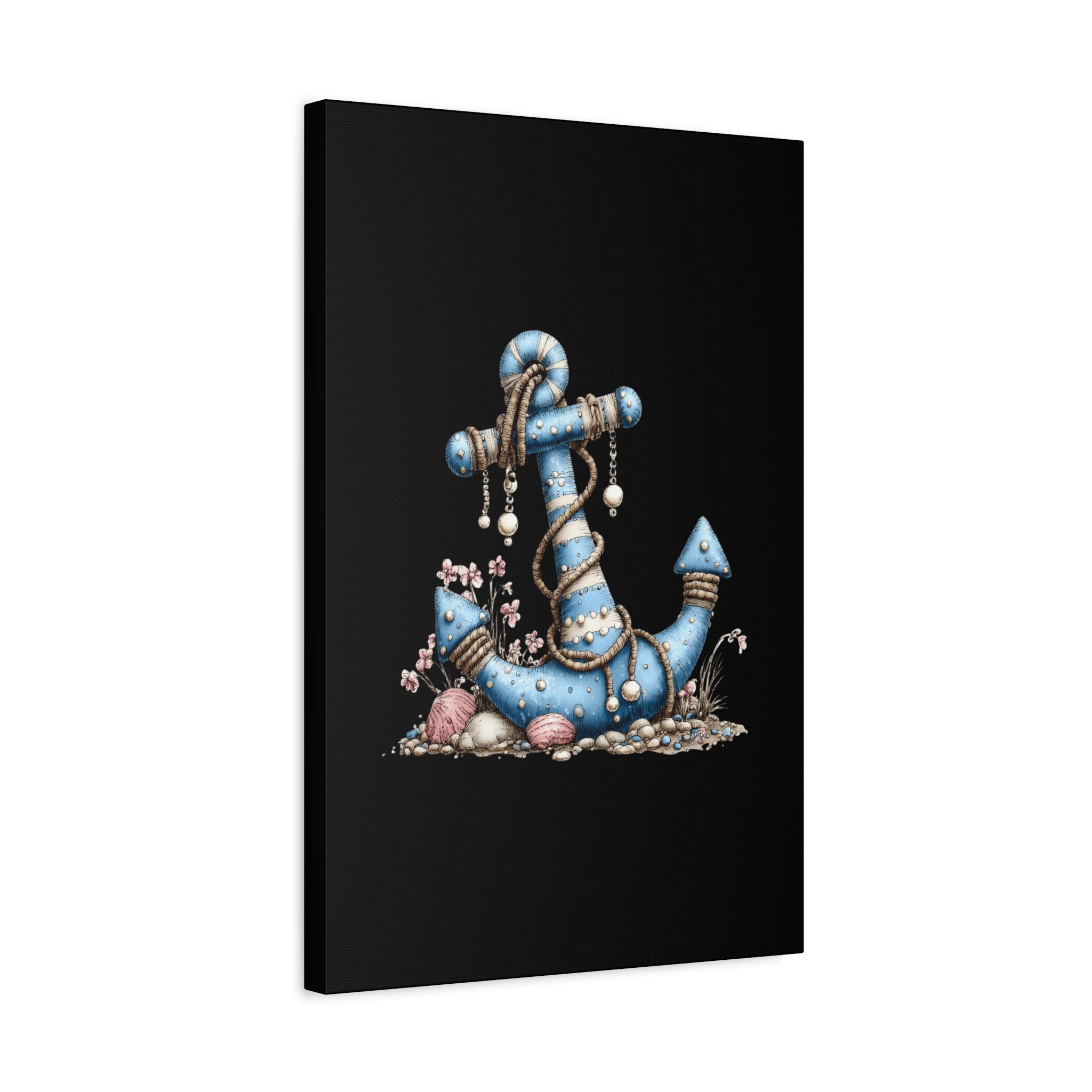 Nautical Blue Anchor Canvas Art — Coastal Wall Decor