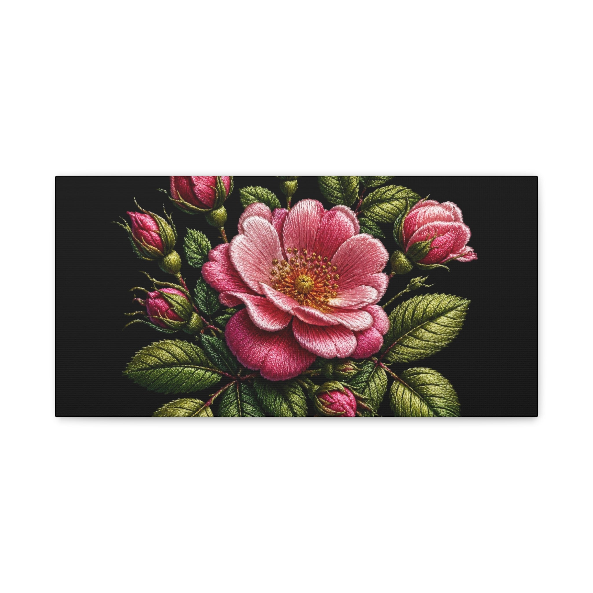 Pink Rose Bouquet Canvas Wall Art – Vintage Floral Matte Stretched Print