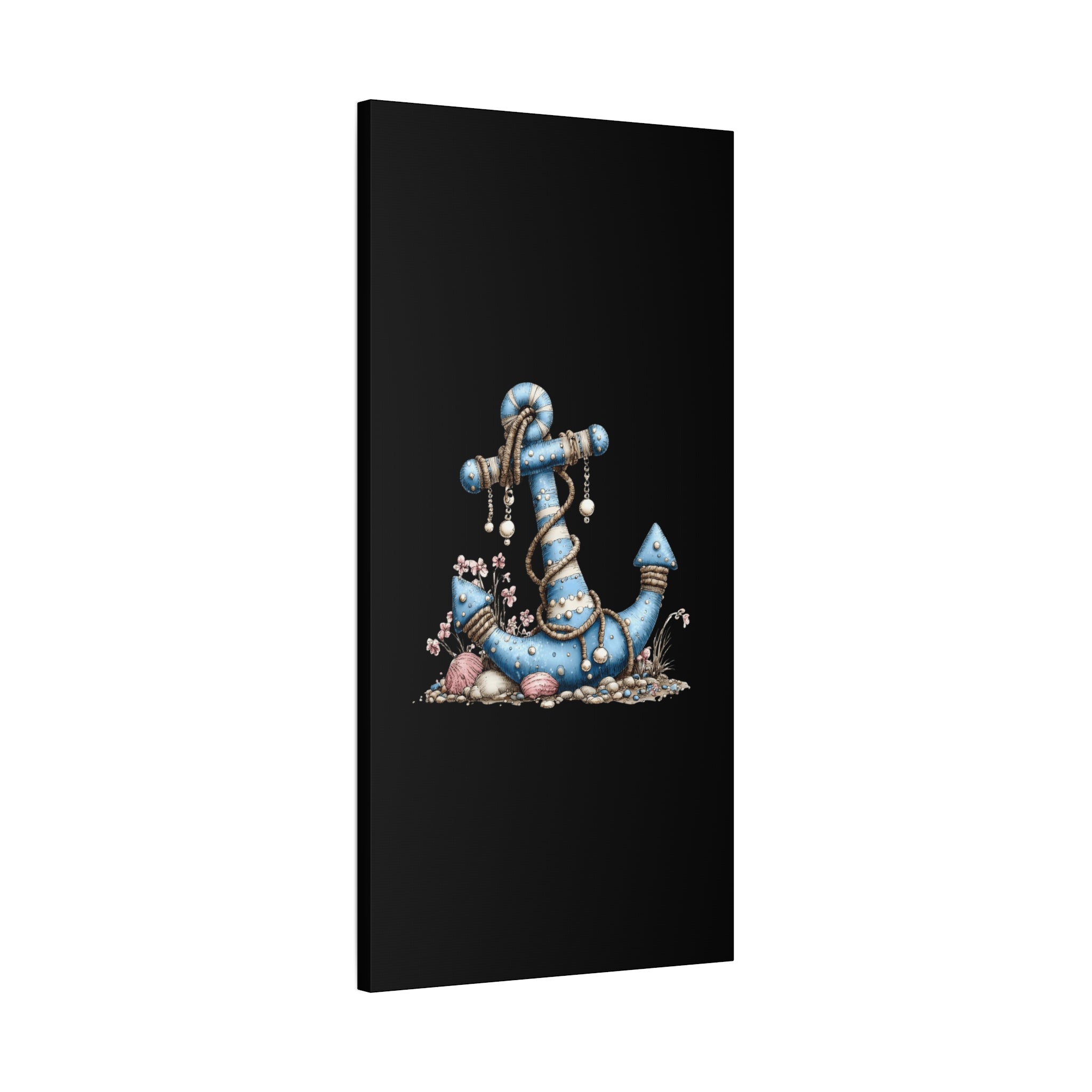 Nautical Blue Anchor Canvas Art — Coastal Wall Decor