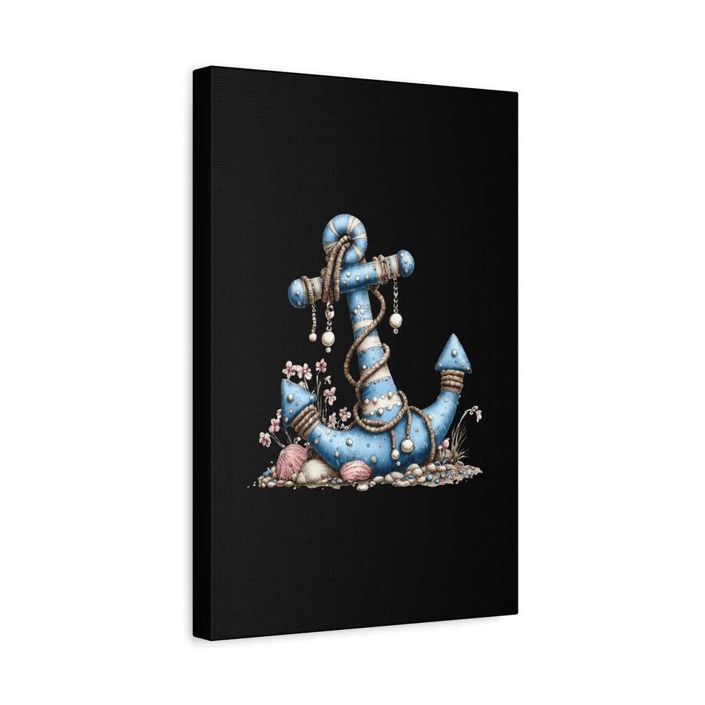 Nautical Blue Anchor Canvas Art — Coastal Wall Decor