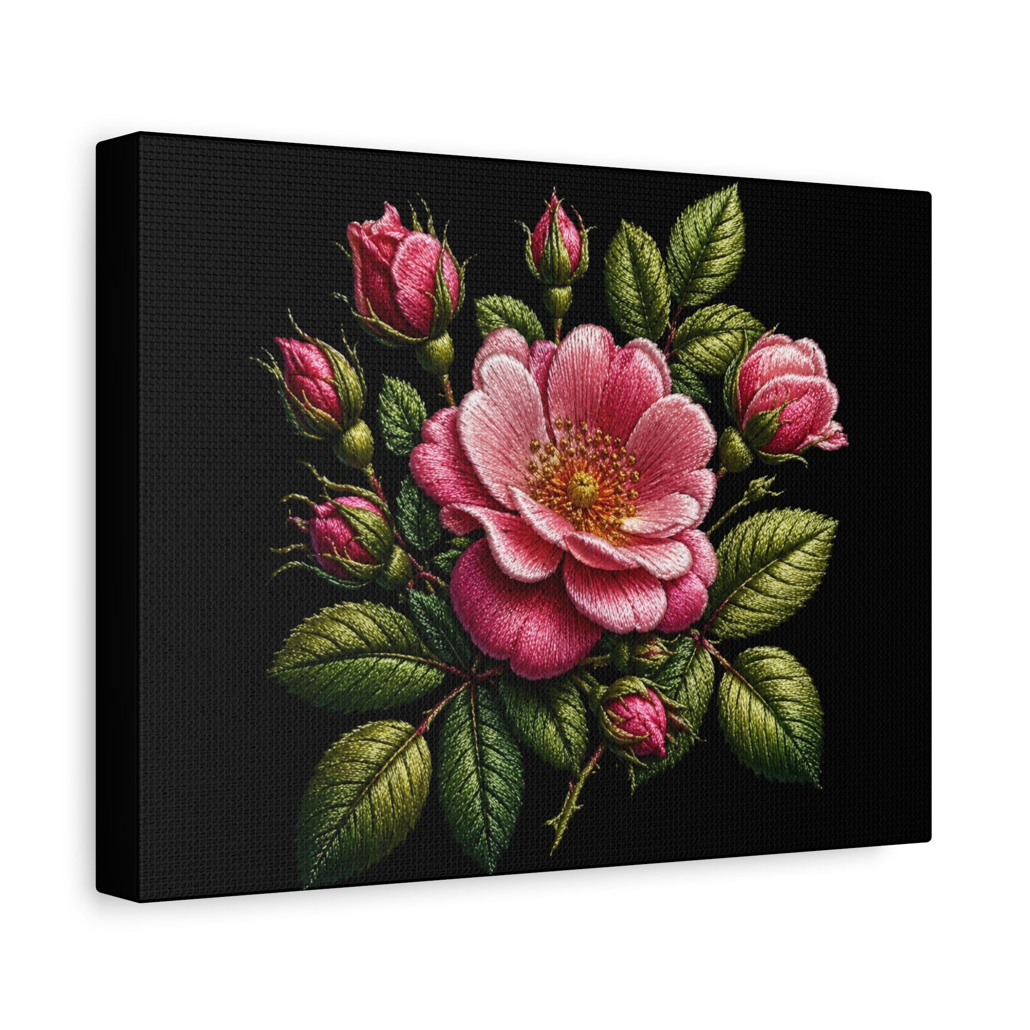 Pink Rose Bouquet Canvas Wall Art – Vintage Floral Matte Stretched Print