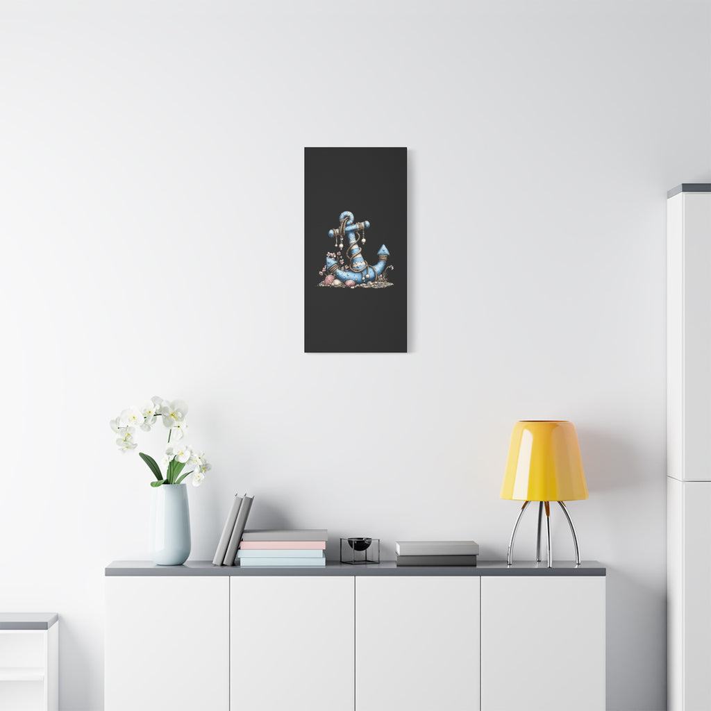 Nautical Blue Anchor Canvas Art — Coastal Wall Decor