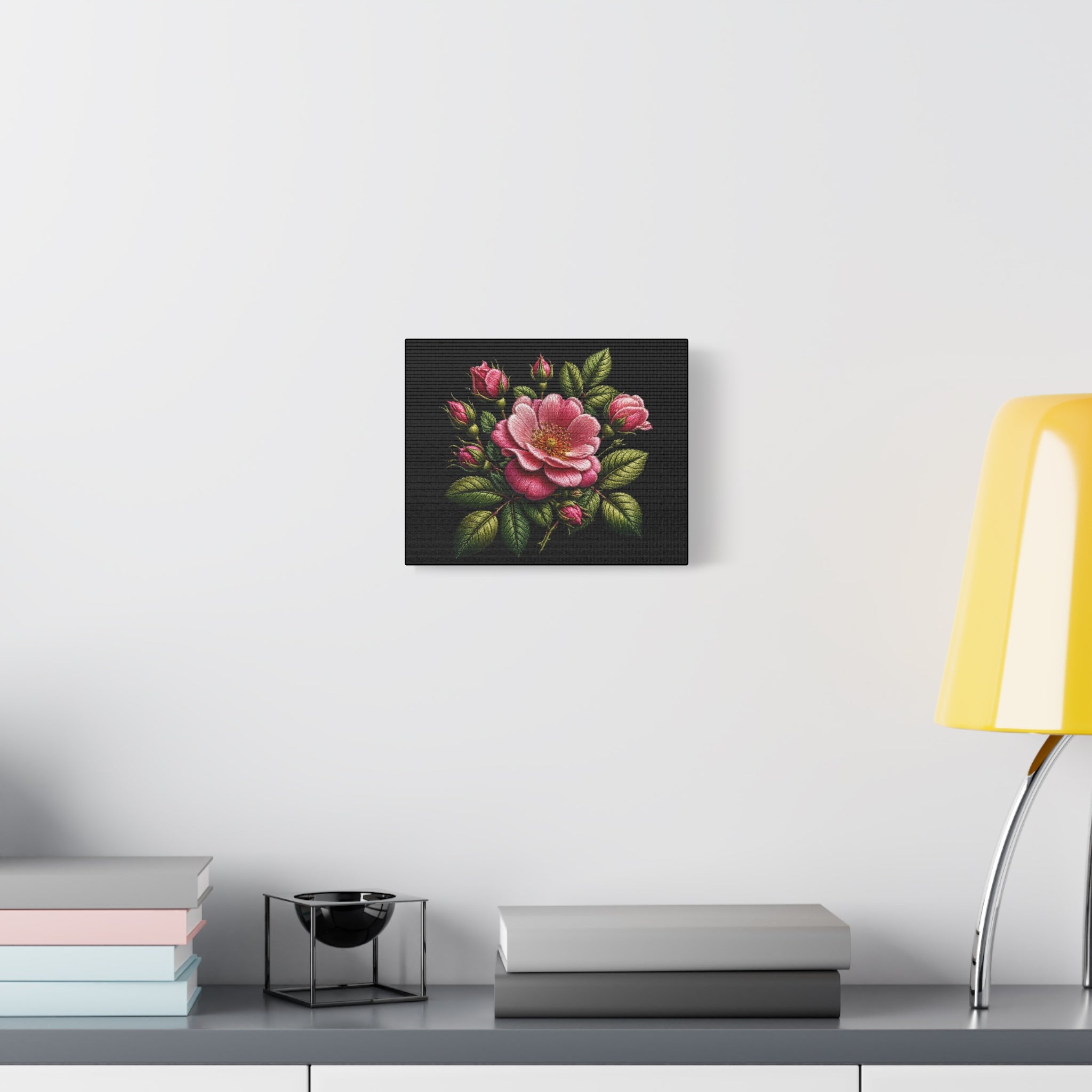 Pink Rose Bouquet Canvas Wall Art – Vintage Floral Matte Stretched Print