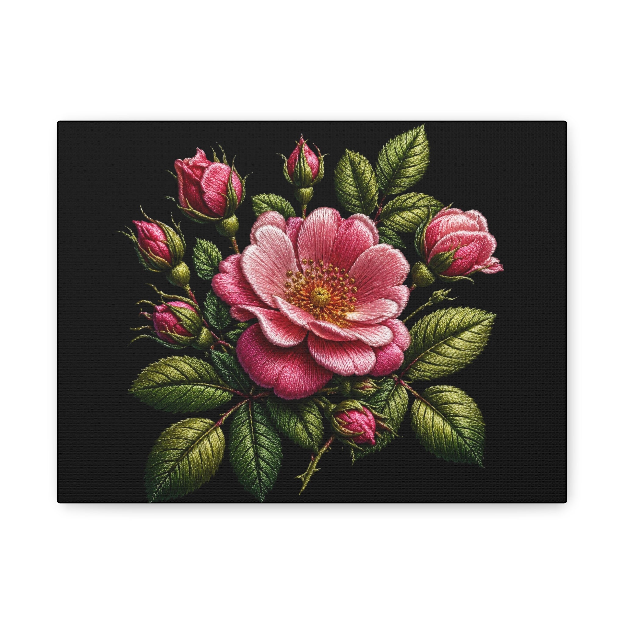 Pink Rose Bouquet Canvas Wall Art – Vintage Floral Matte Stretched Print