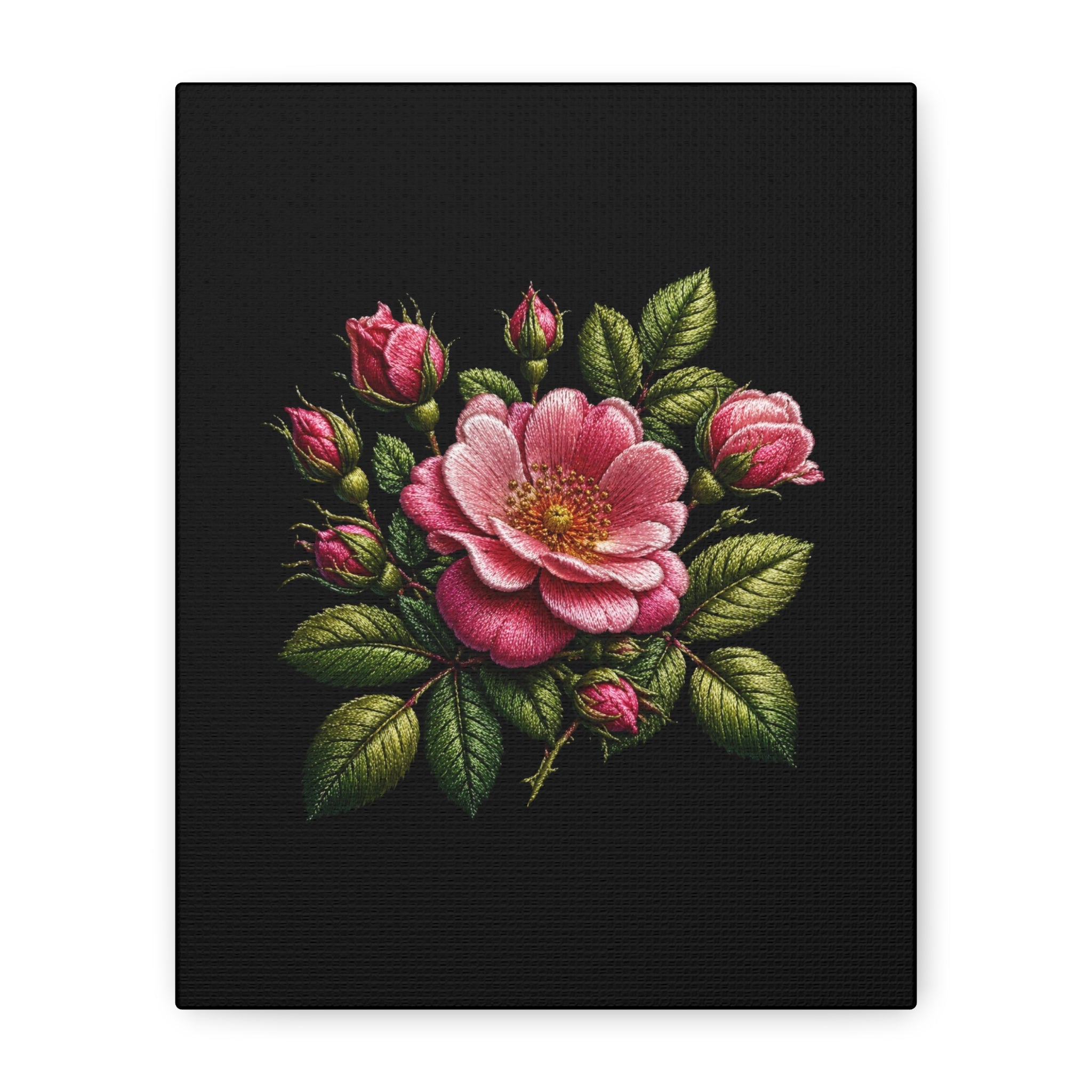 Pink Rose Bouquet Canvas Wall Art – Vintage Floral Matte Stretched Print