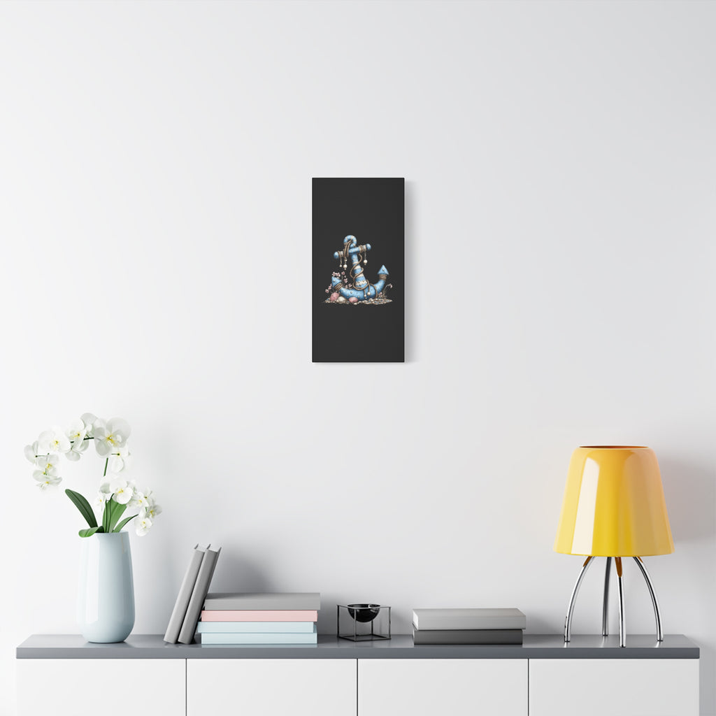 Nautical Blue Anchor Canvas Art — Coastal Wall Decor