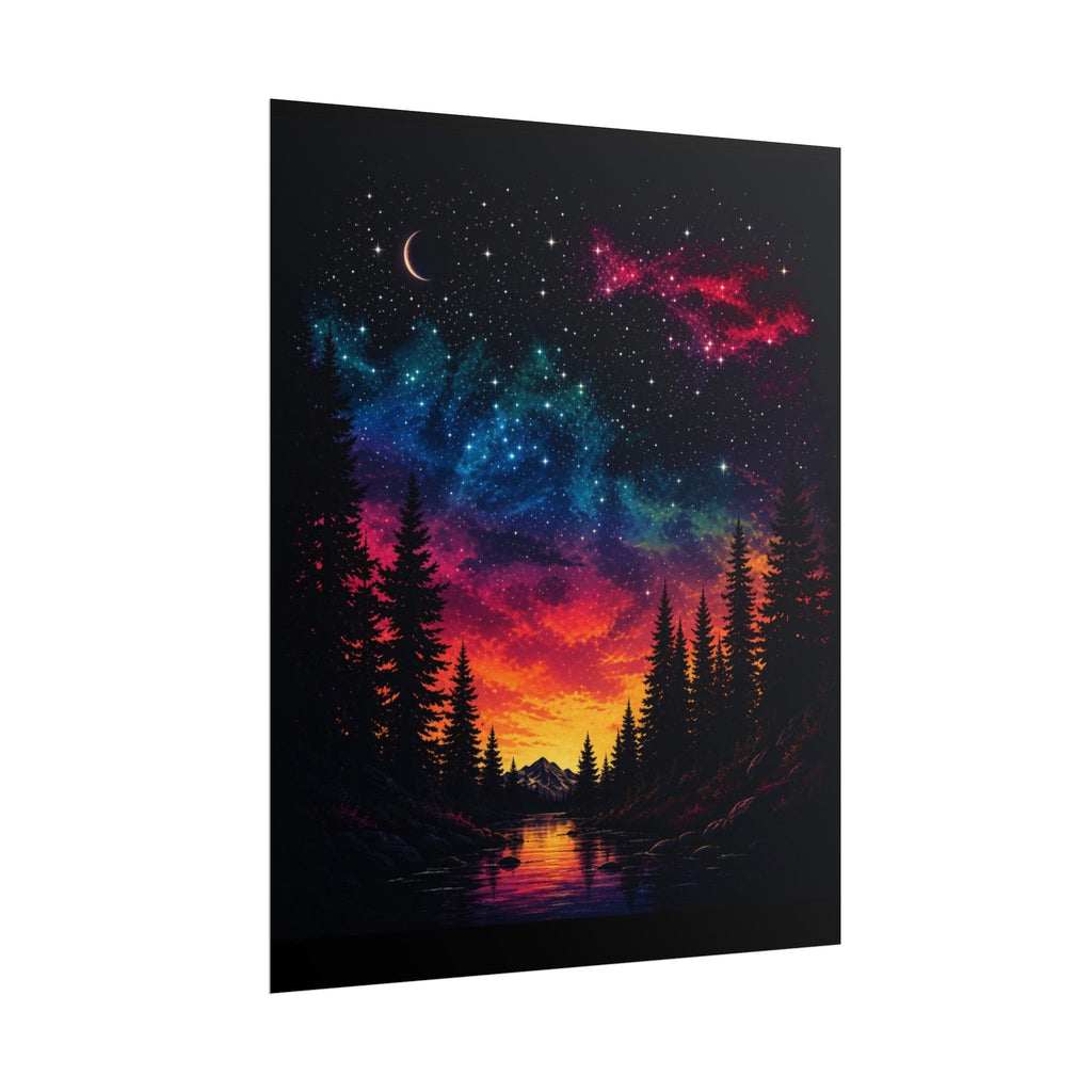 Galaxy Sunset Poster — Colorful Night Sky Landscape Wall Art