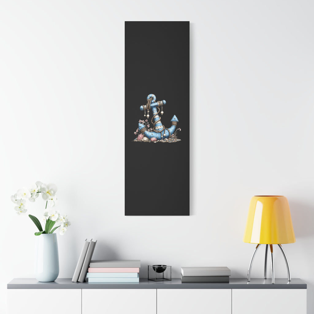Nautical Blue Anchor Canvas Art — Coastal Wall Decor