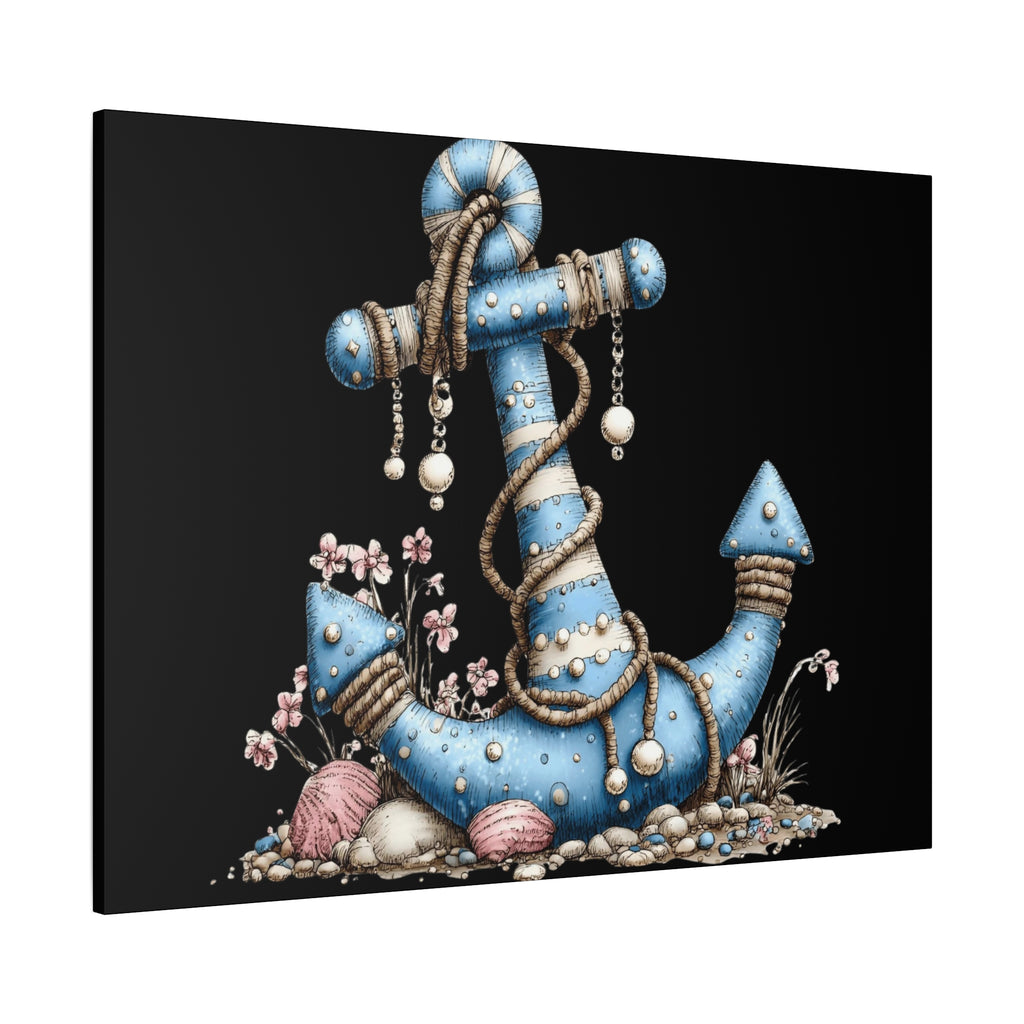 Nautical Blue Anchor Canvas Art — Coastal Wall Decor