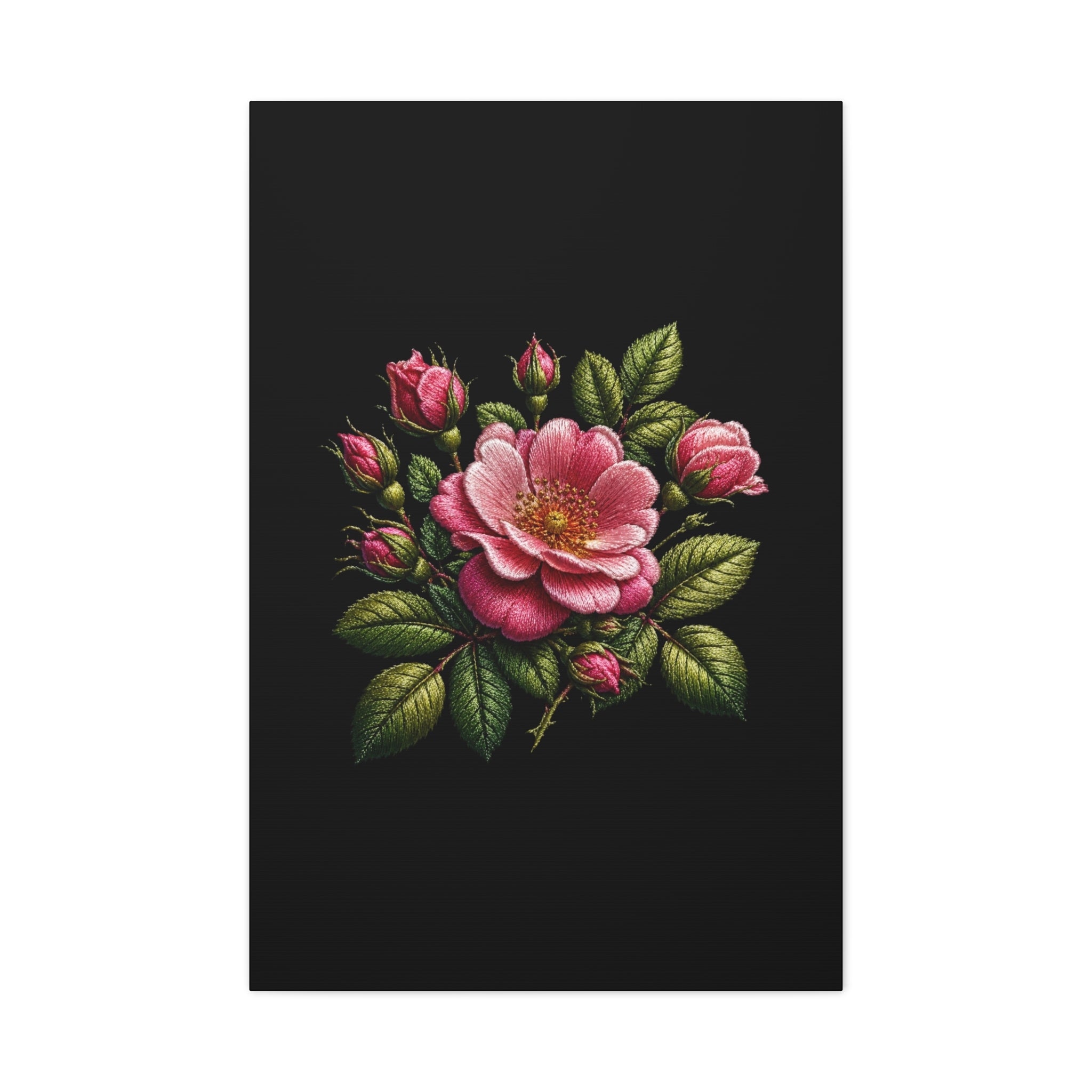 Pink Rose Bouquet Canvas Wall Art – Vintage Floral Matte Stretched Print