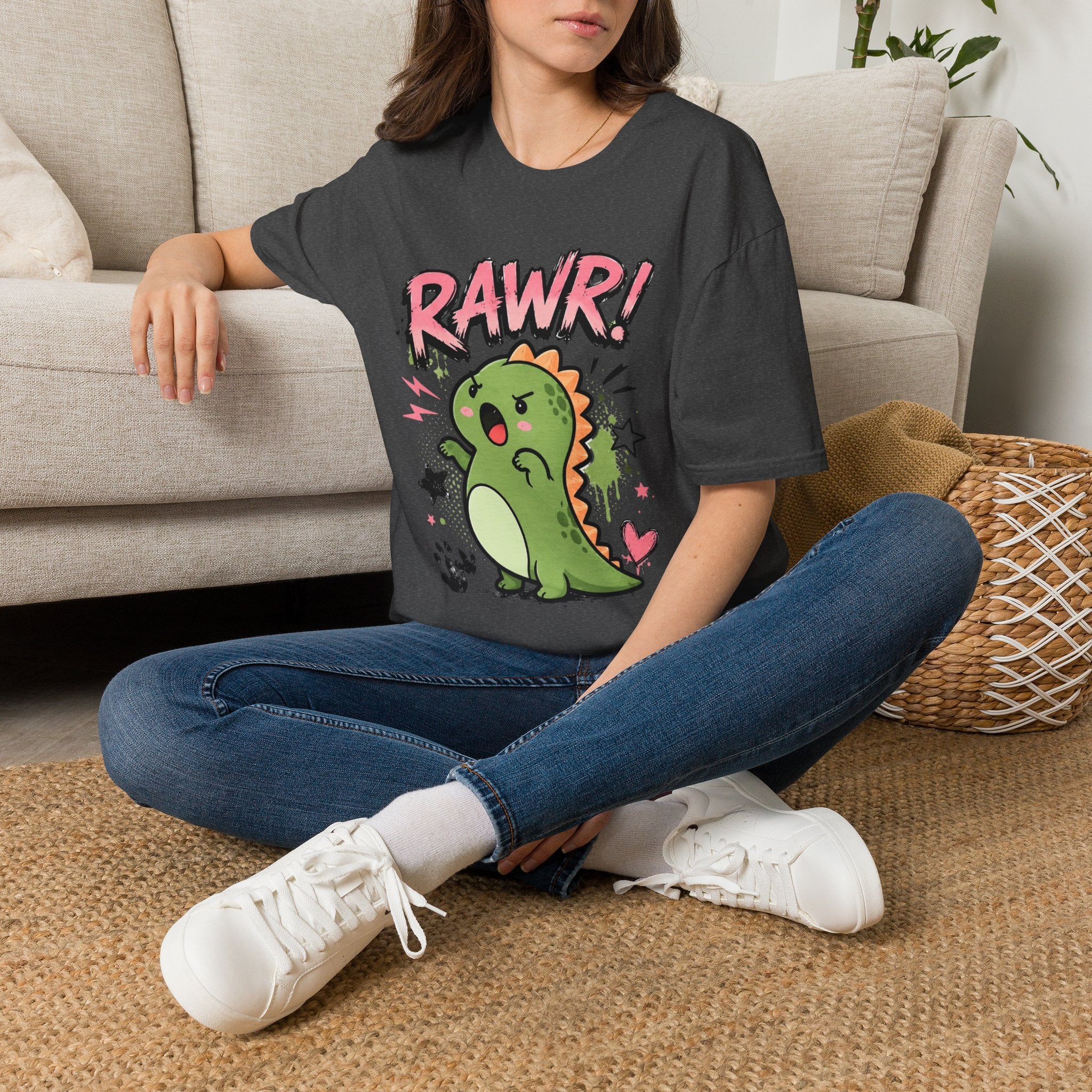Rawr! Cute Dino T-Shirt — Playful Cartoon Dinosaur Graphic Tee