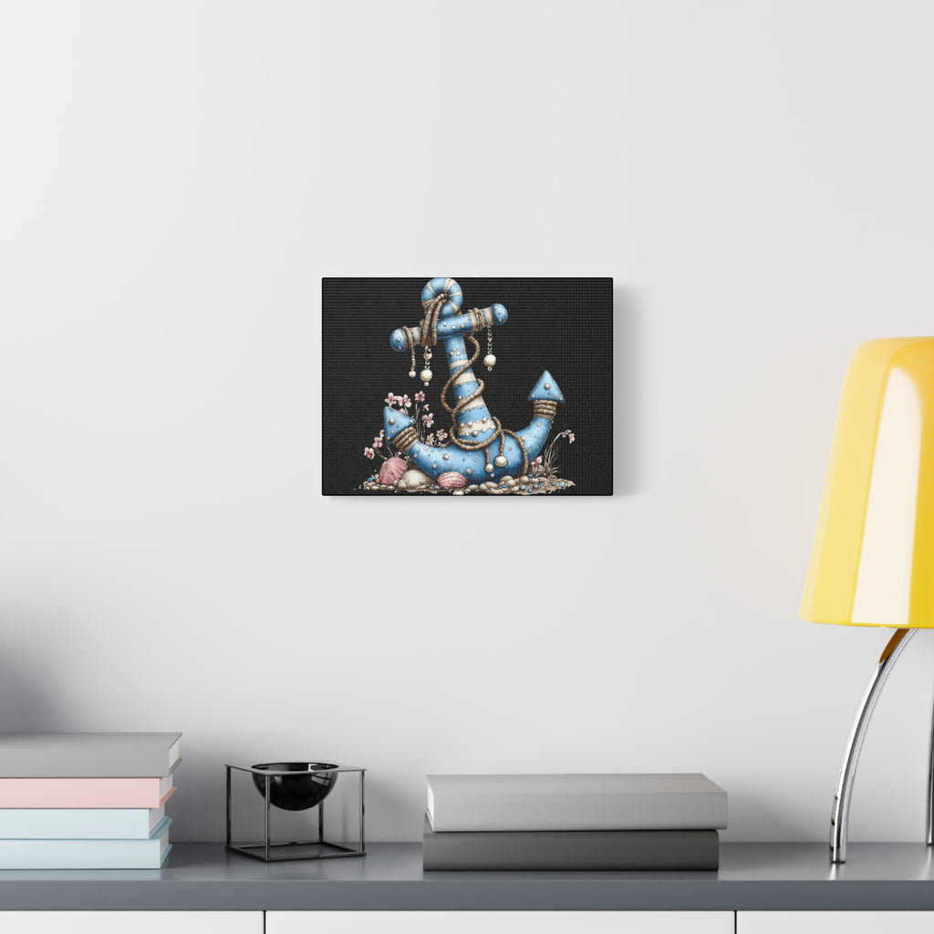 Nautical Blue Anchor Canvas Art — Coastal Wall Decor