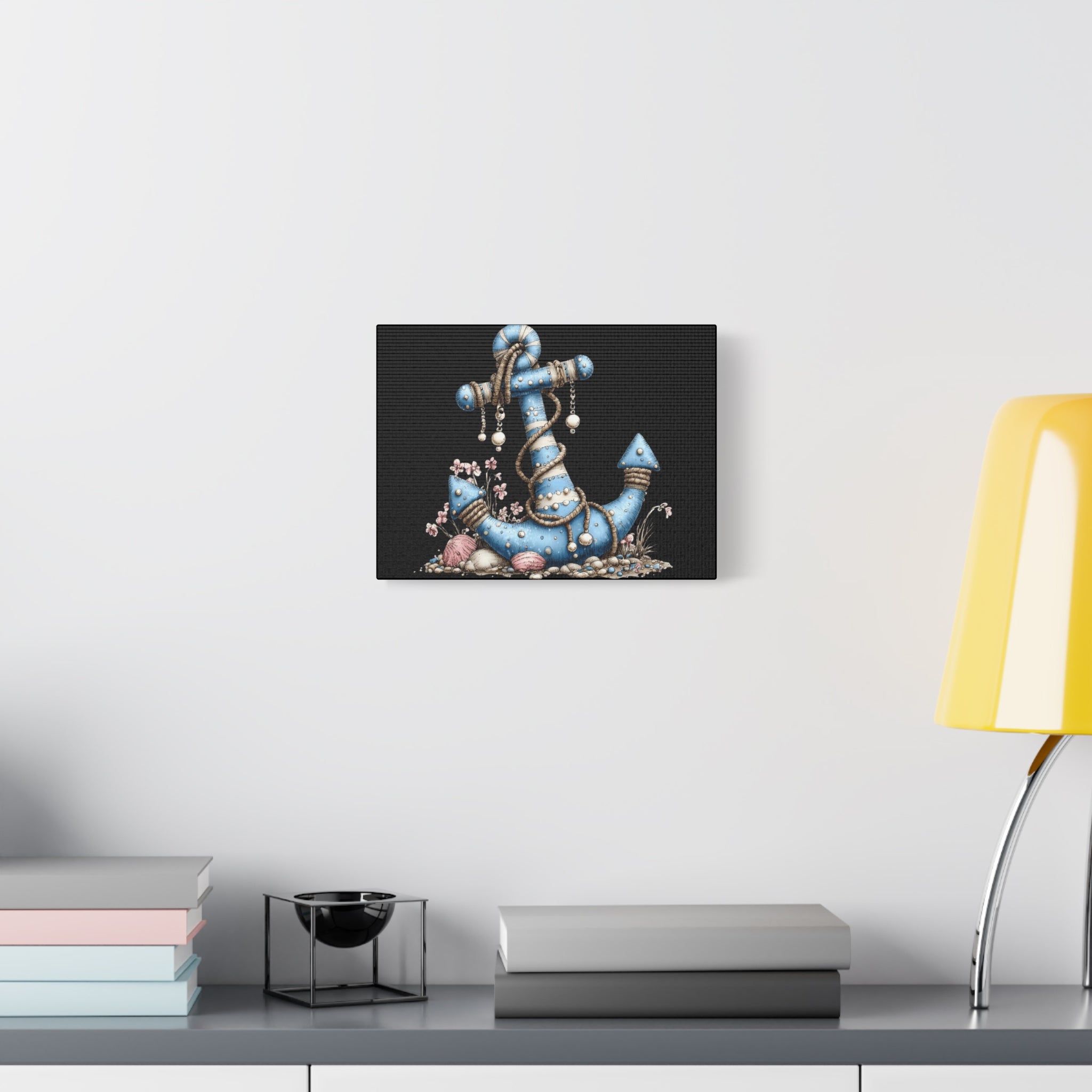Nautical Blue Anchor Canvas Art — Coastal Wall Decor