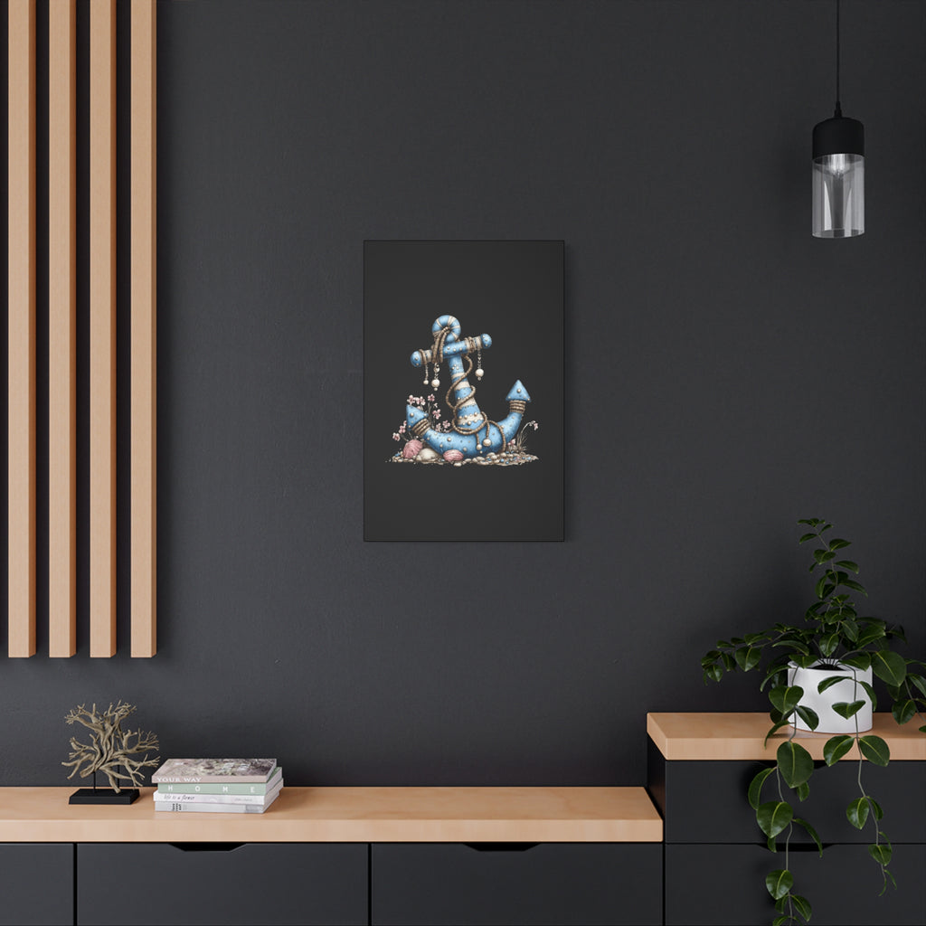 Nautical Blue Anchor Canvas Art — Coastal Wall Decor