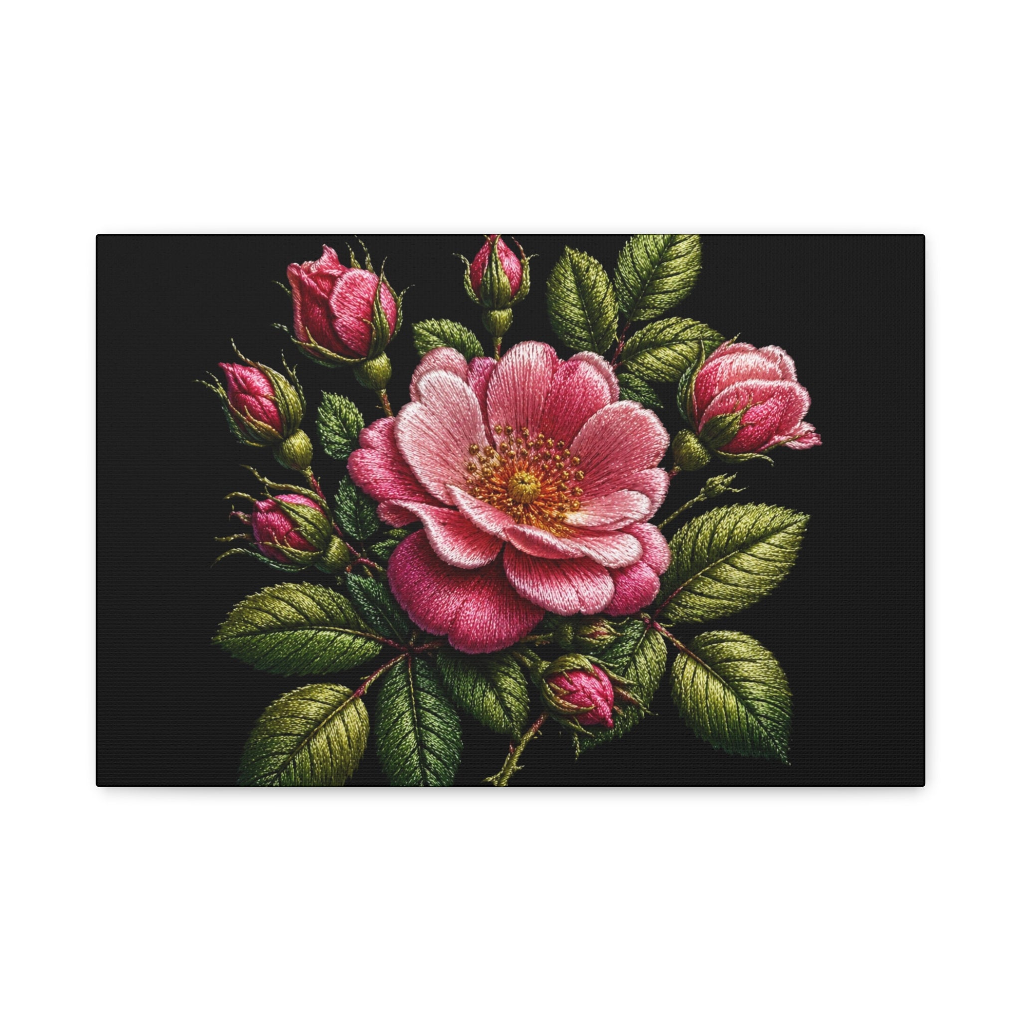Pink Rose Bouquet Canvas Wall Art – Vintage Floral Matte Stretched Print