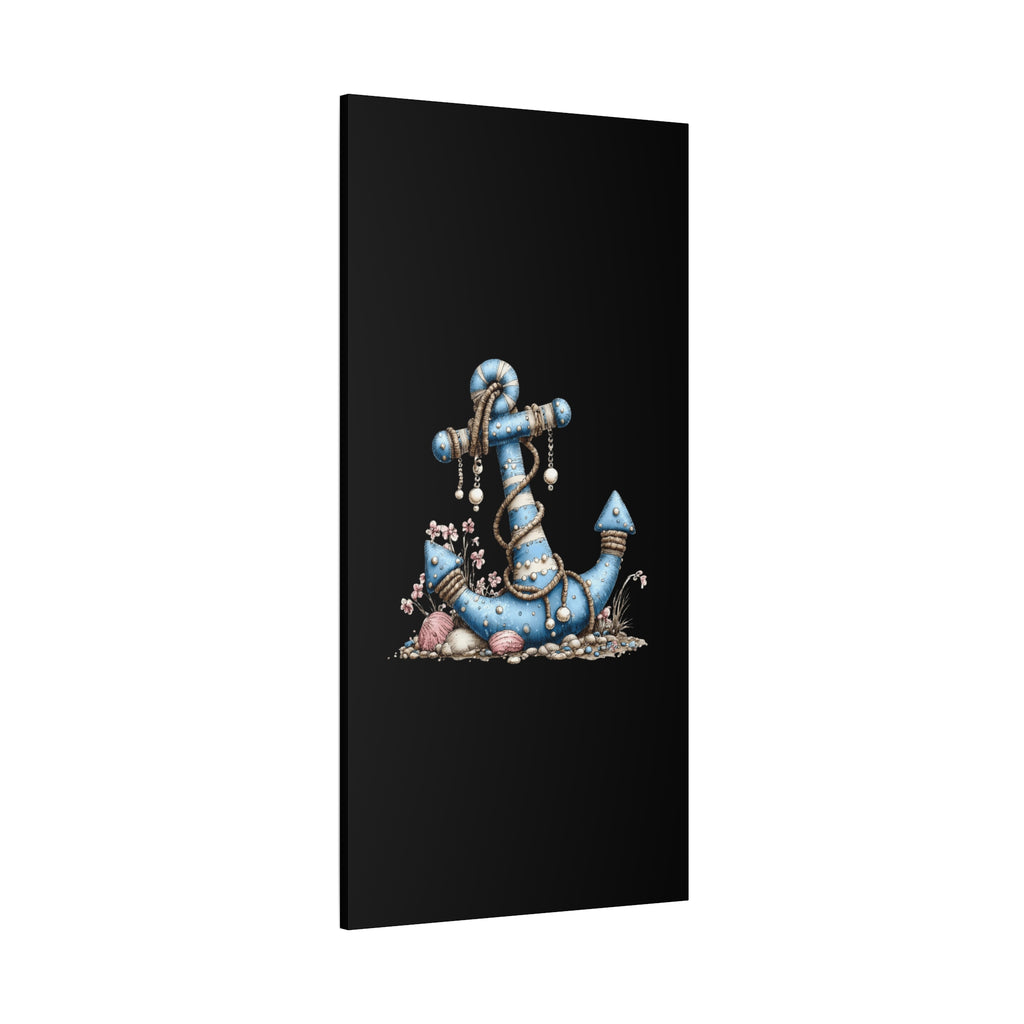Nautical Blue Anchor Canvas Art — Coastal Wall Decor