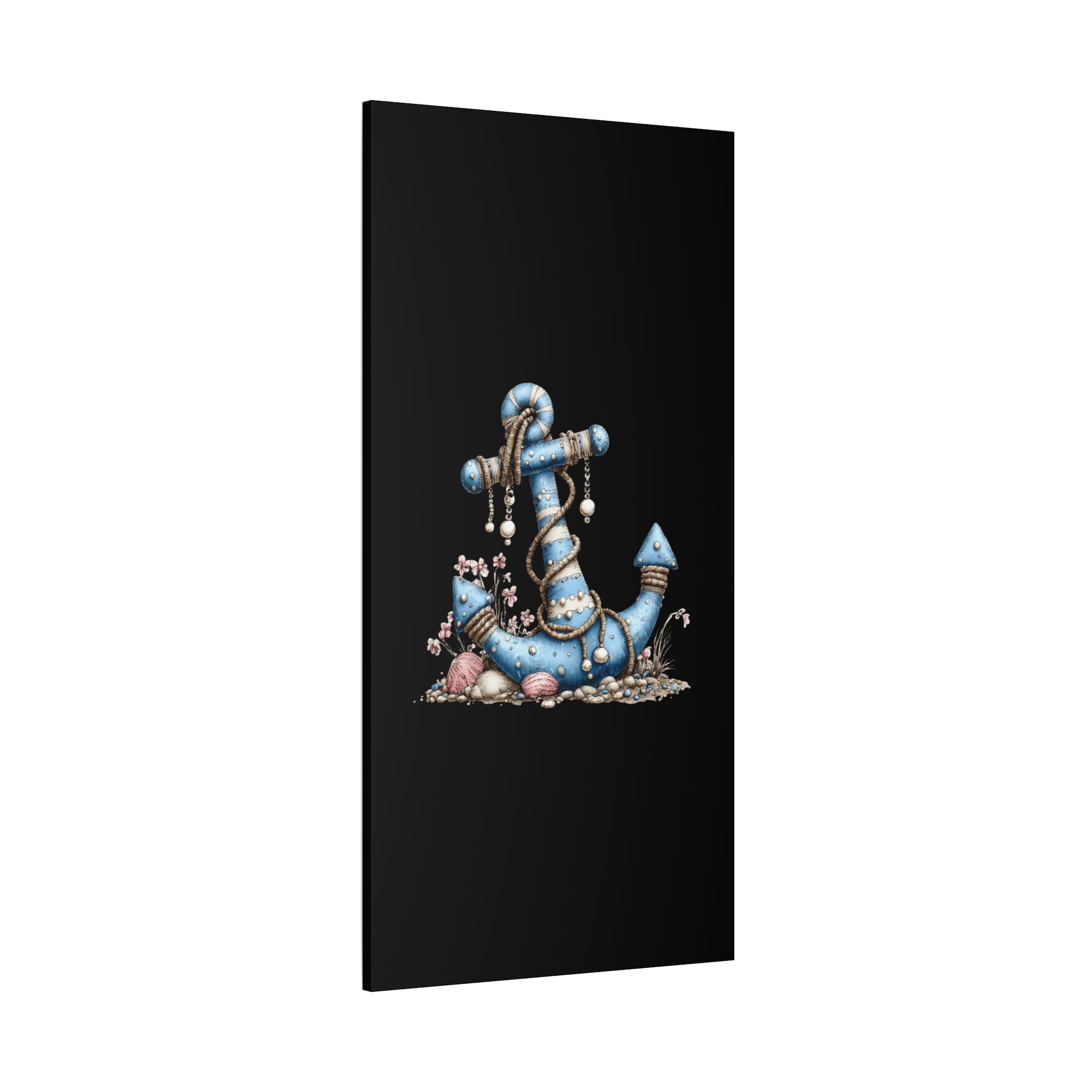 Nautical Blue Anchor Canvas Art — Coastal Wall Decor