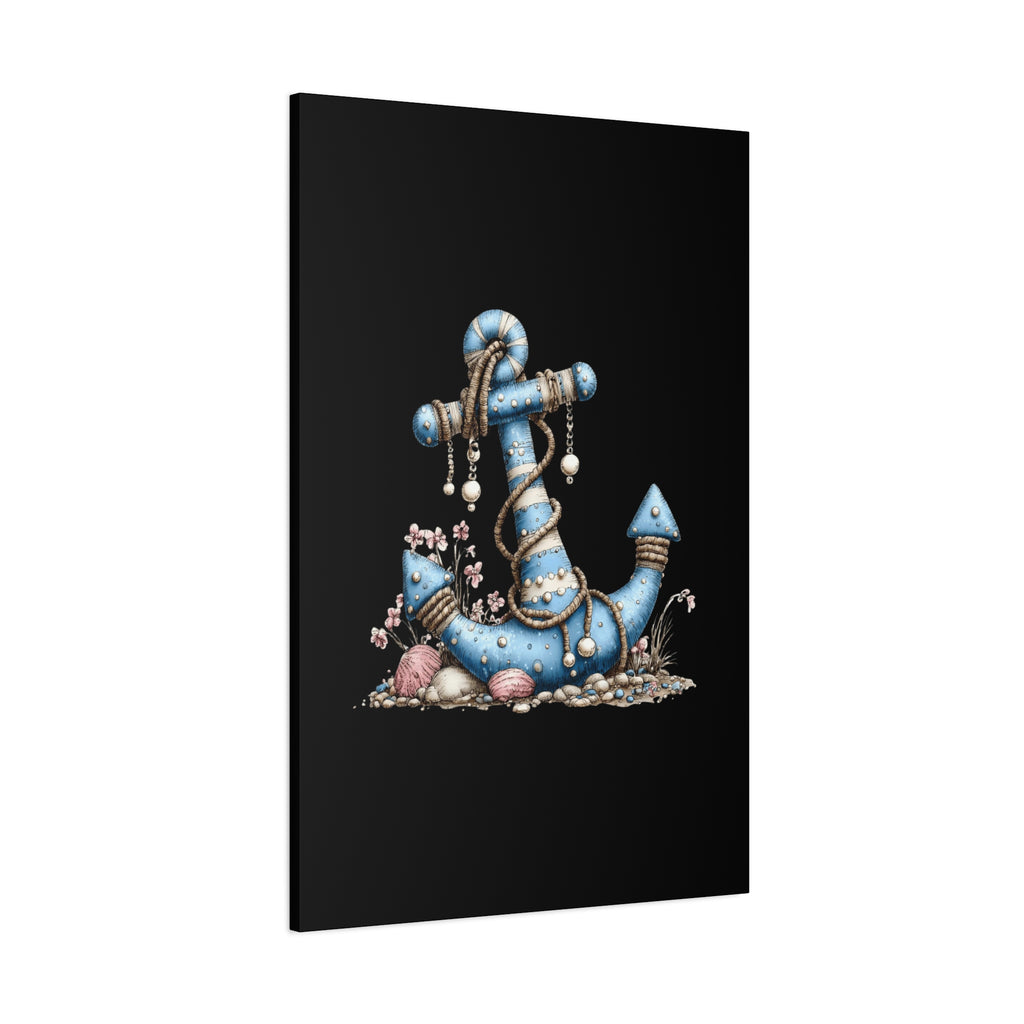 Nautical Blue Anchor Canvas Art — Coastal Wall Decor