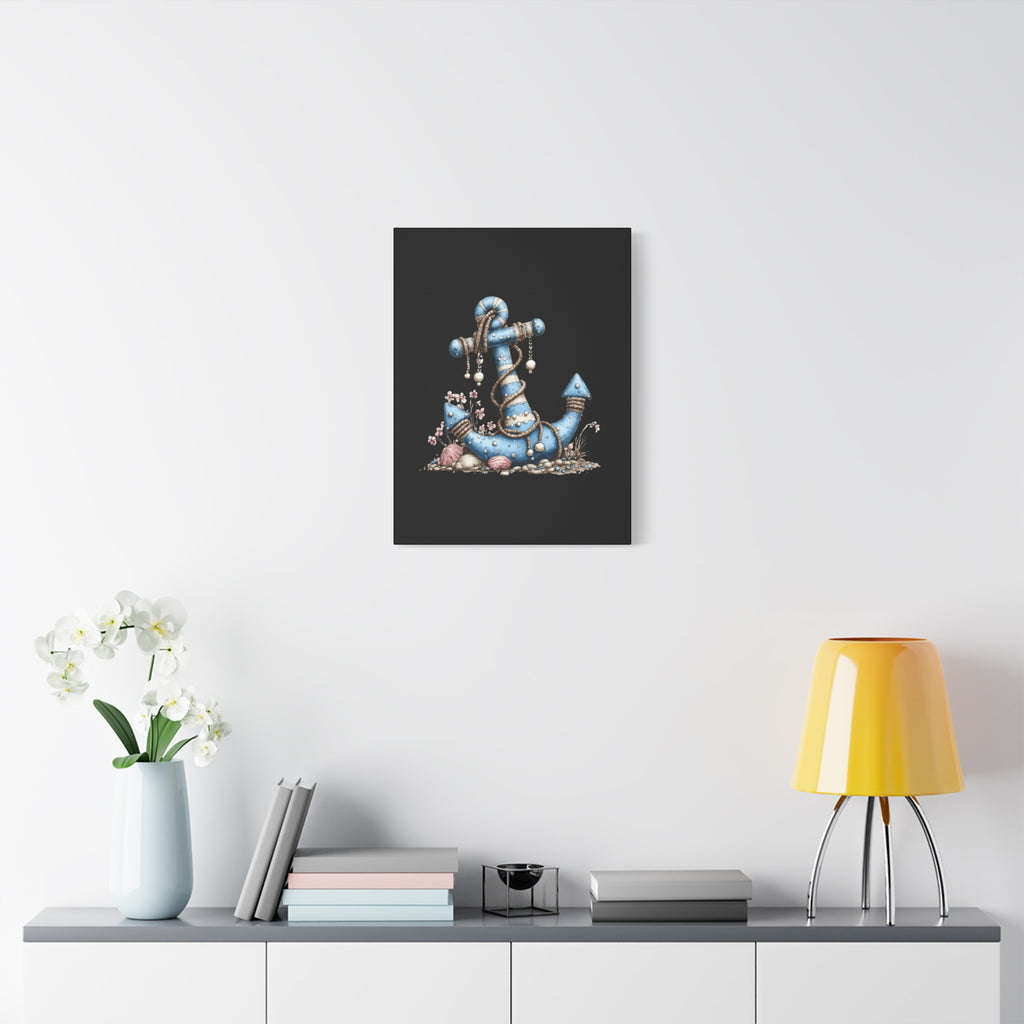 Nautical Blue Anchor Canvas Art — Coastal Wall Decor
