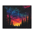 Aurora Forest Canvas Wall Art — Colorful Sunset & Starry Night Landscape