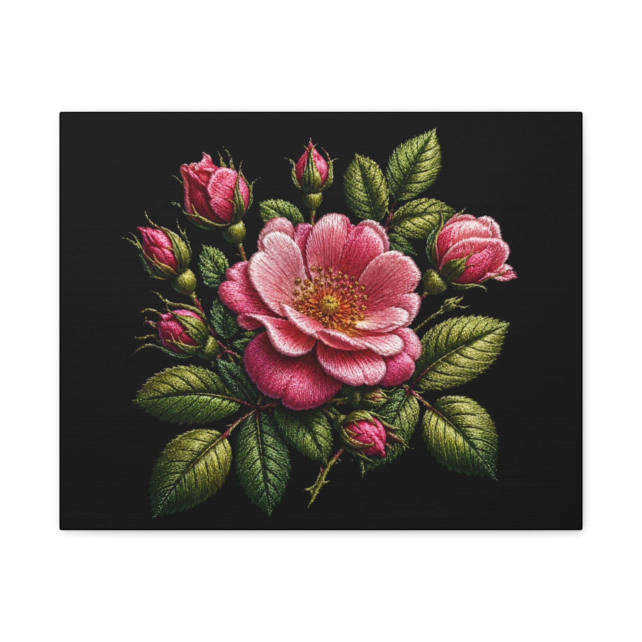 Pink Rose Bouquet Canvas Wall Art – Vintage Floral Matte Stretched Print