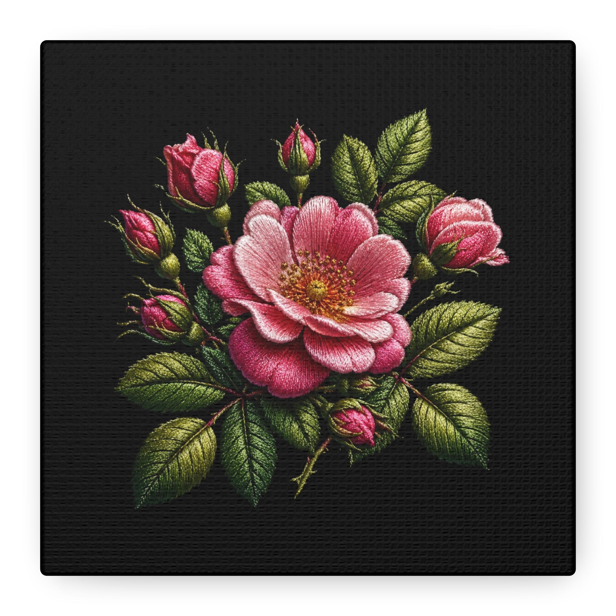 Pink Rose Bouquet Canvas Wall Art – Vintage Floral Matte Stretched Print
