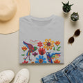 Floral Hummingbird Tee — Colorful Folk Art Flowers & Birds T-Shirt