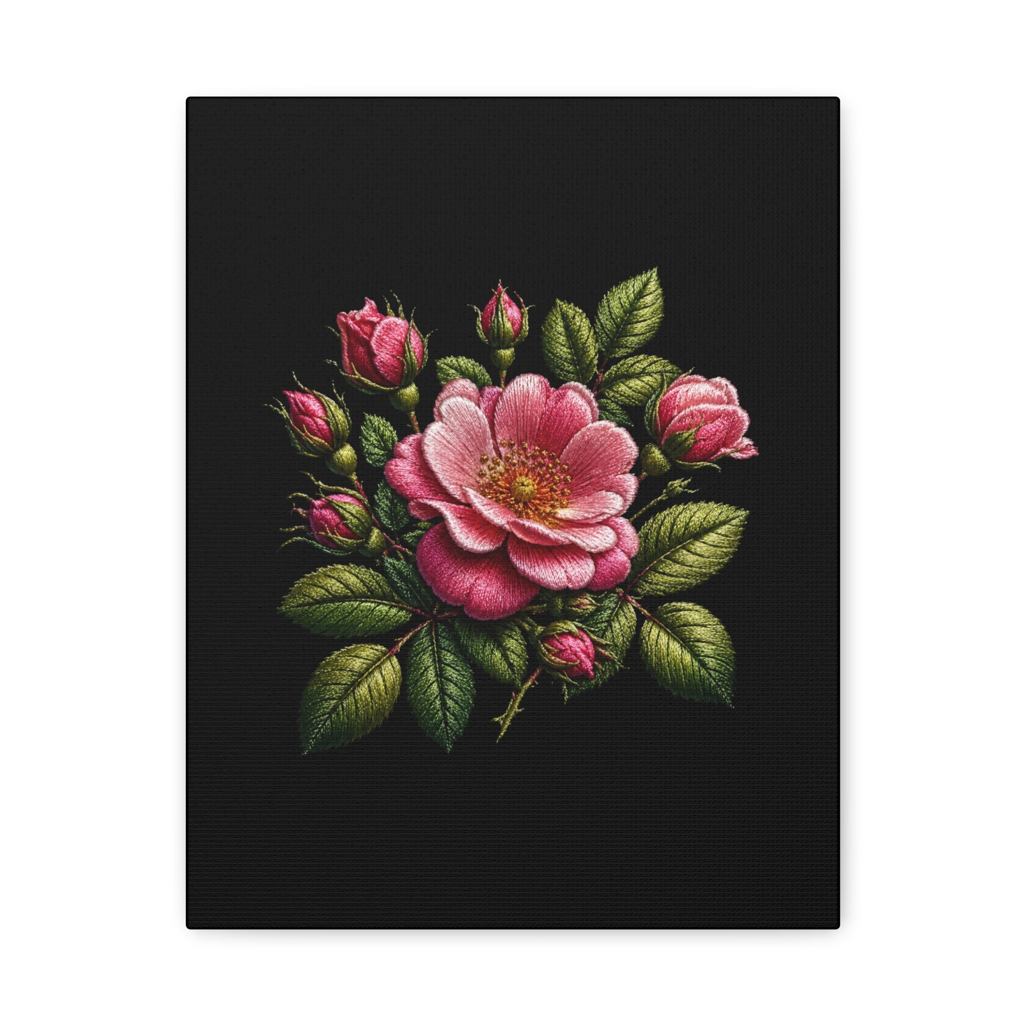 Pink Rose Bouquet Canvas Wall Art – Vintage Floral Matte Stretched Print
