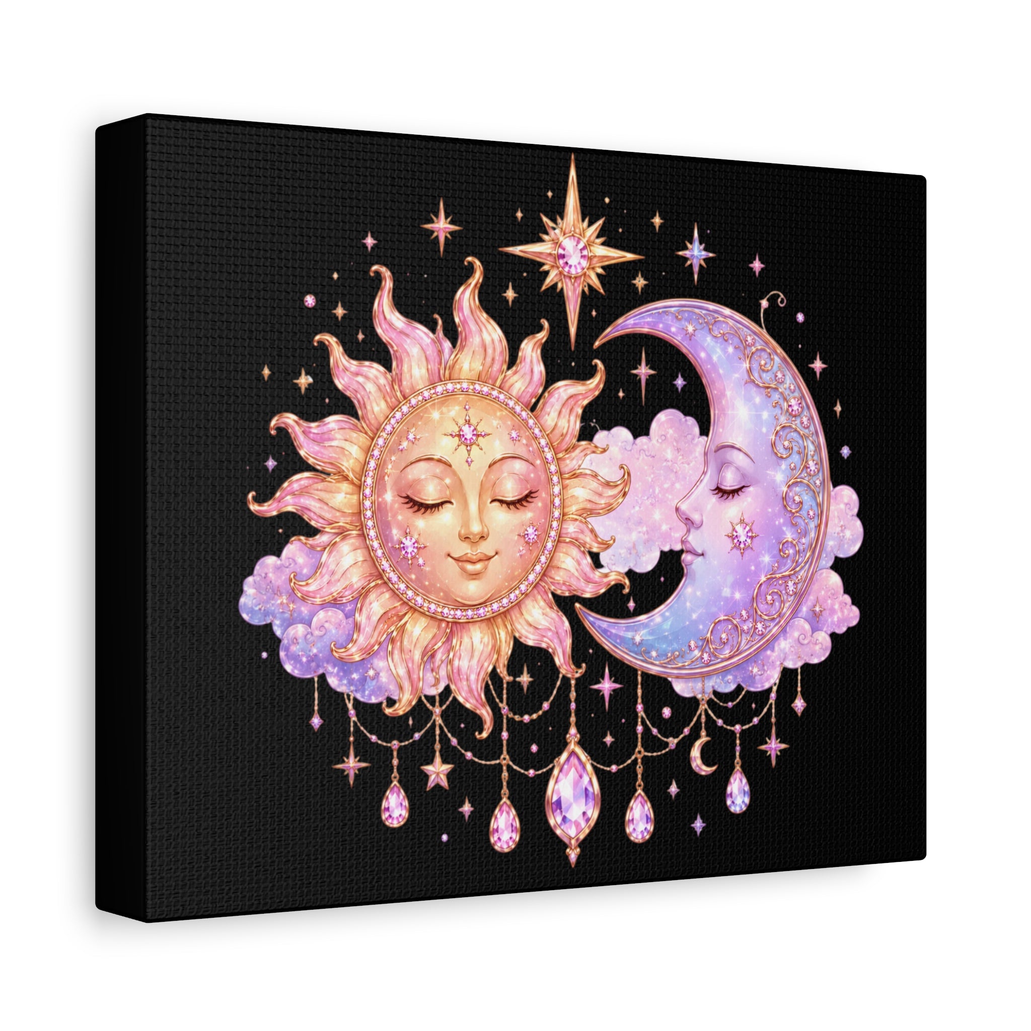 Sun and Moon Wall Canvas — Celestial Boho Nursery Art