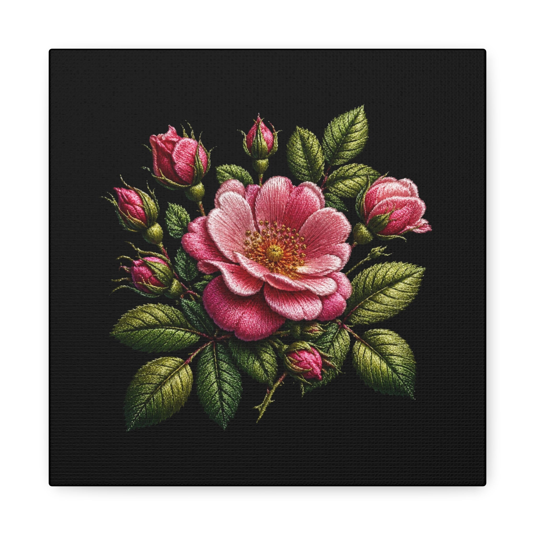 Pink Rose Bouquet Canvas Wall Art – Vintage Floral Matte Stretched Print