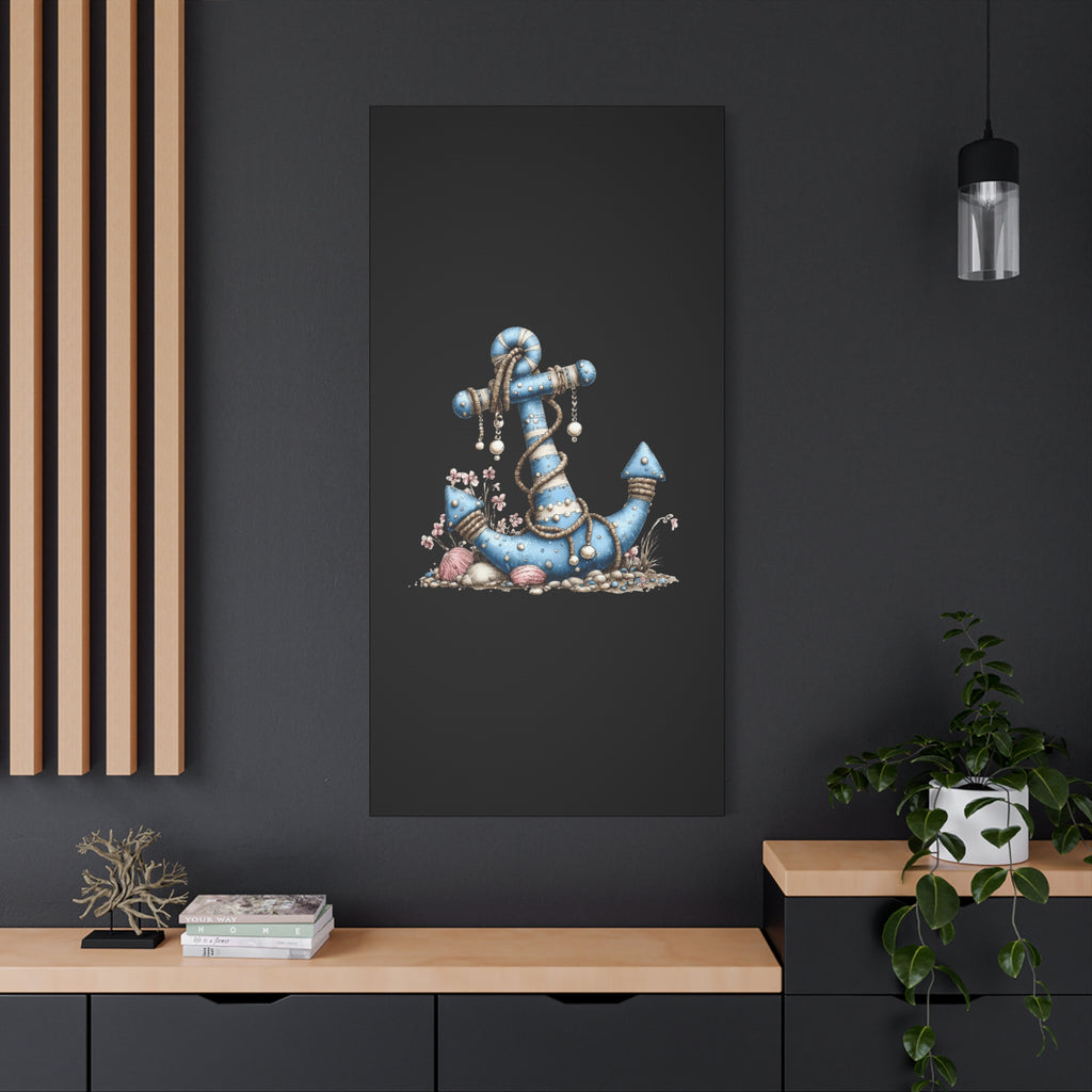 Nautical Blue Anchor Canvas Art — Coastal Wall Decor