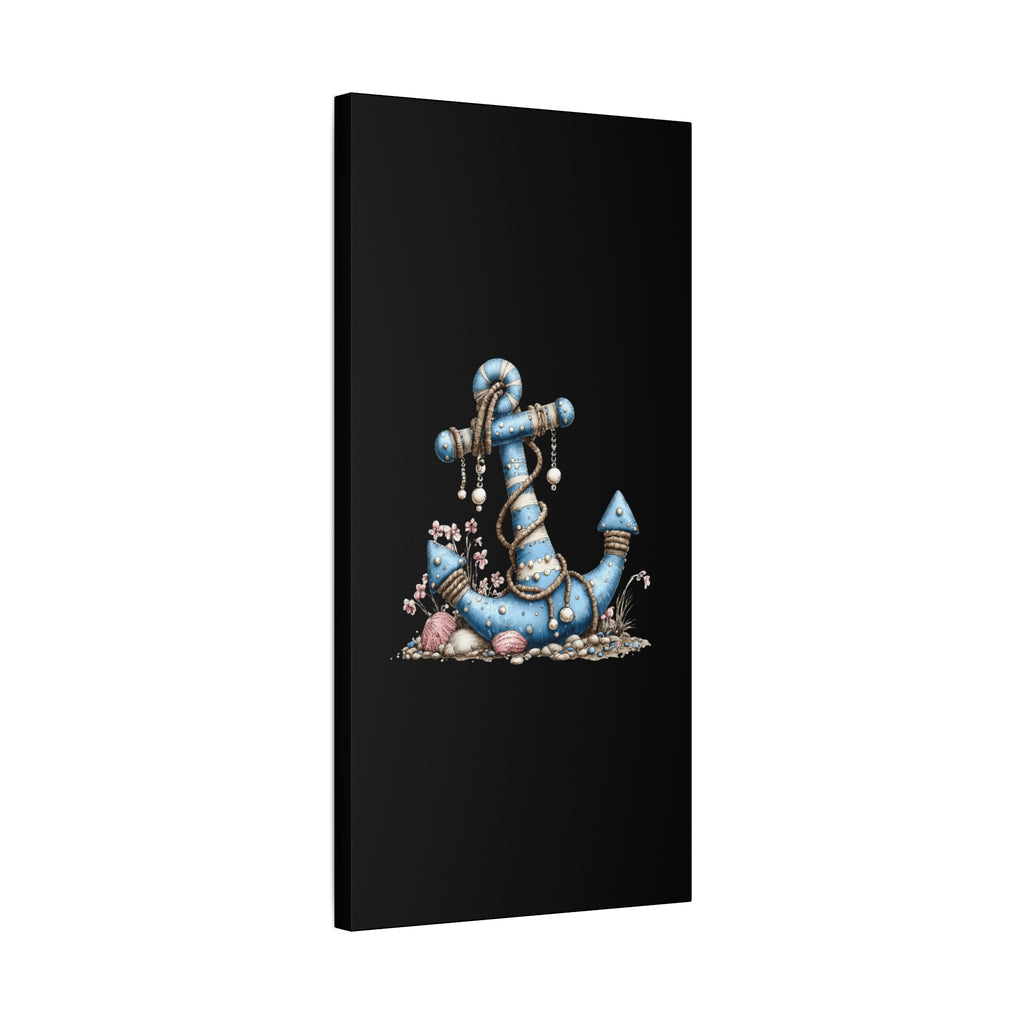 Nautical Blue Anchor Canvas Art — Coastal Wall Decor