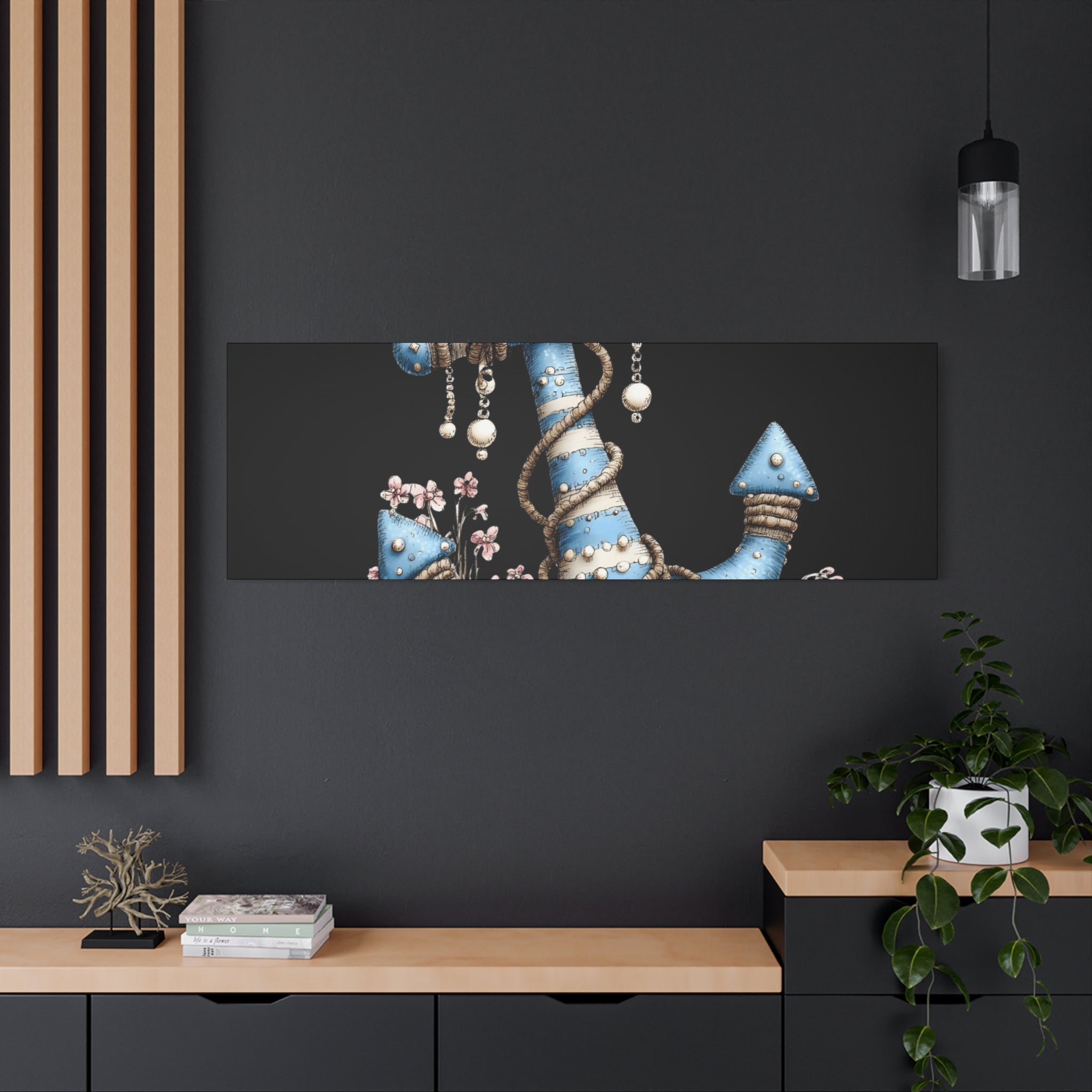 Nautical Blue Anchor Canvas Art — Coastal Wall Decor