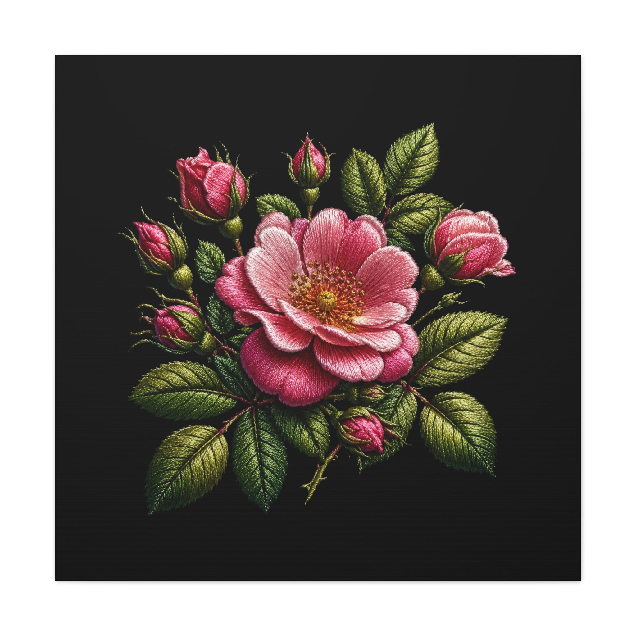 Pink Rose Bouquet Canvas Wall Art – Vintage Floral Matte Stretched Print