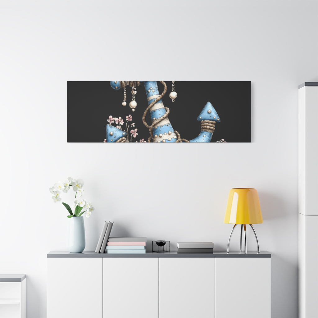Nautical Blue Anchor Canvas Art — Coastal Wall Decor
