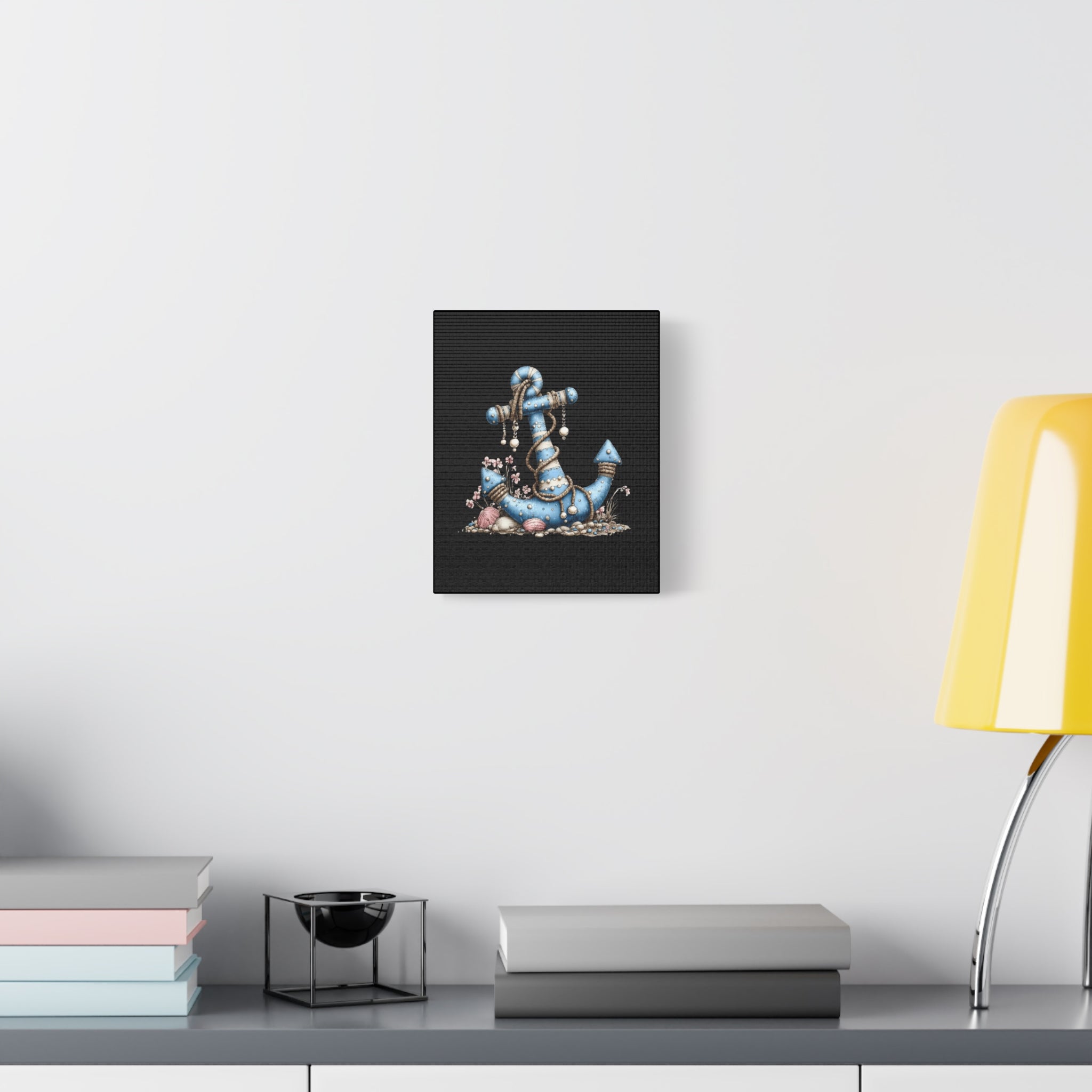 Nautical Blue Anchor Canvas Art — Coastal Wall Decor