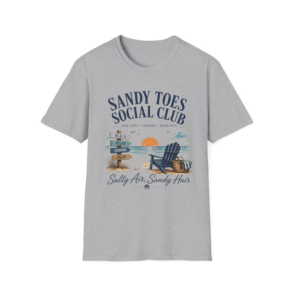 Beach T-Shirt — "Sandy Toes Social Club" Vintage Coastal Tee